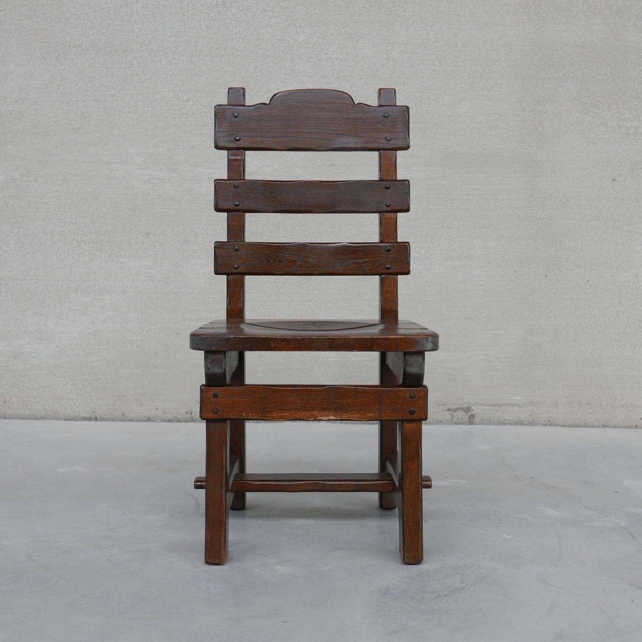 Set of Six Brutalist Oak Dutch Dining Chairs '6' 13