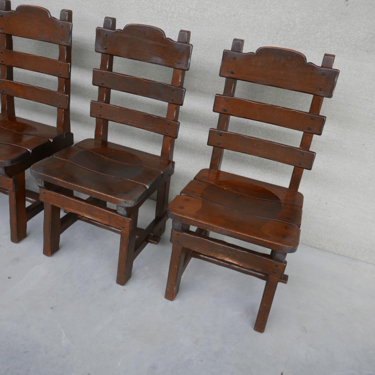Set of Six Brutalist Oak Dutch Dining Chairs '6' In Good Condition In London, GB