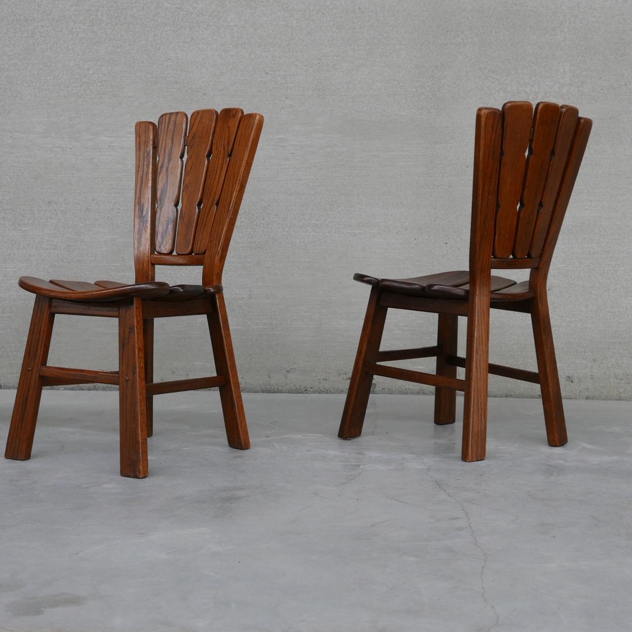 20th Century Set of Six Brutalist Oak Dutch Dining Chairs '6' For Sale