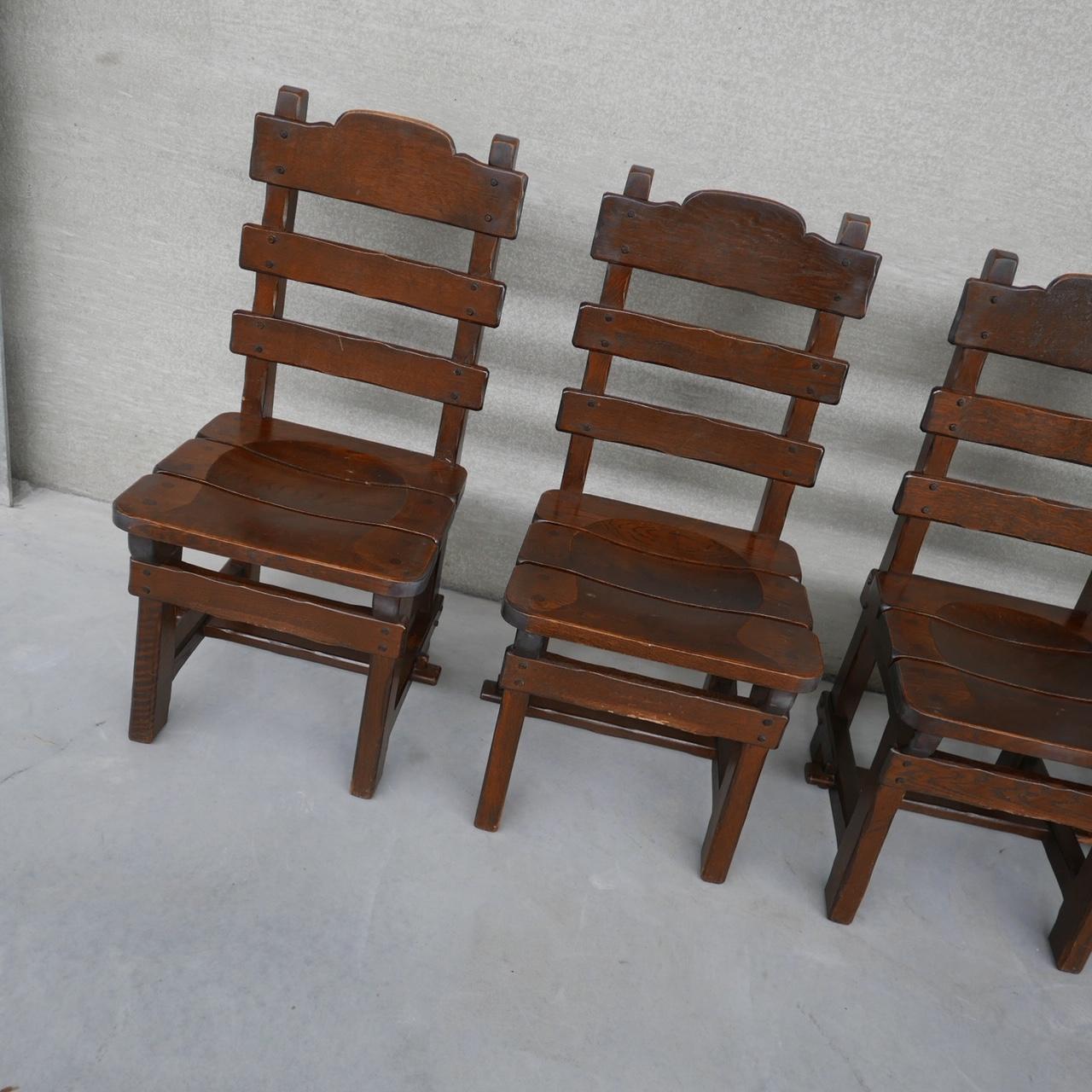 Set of Six Brutalist Oak Dutch Dining Chairs '6' 1