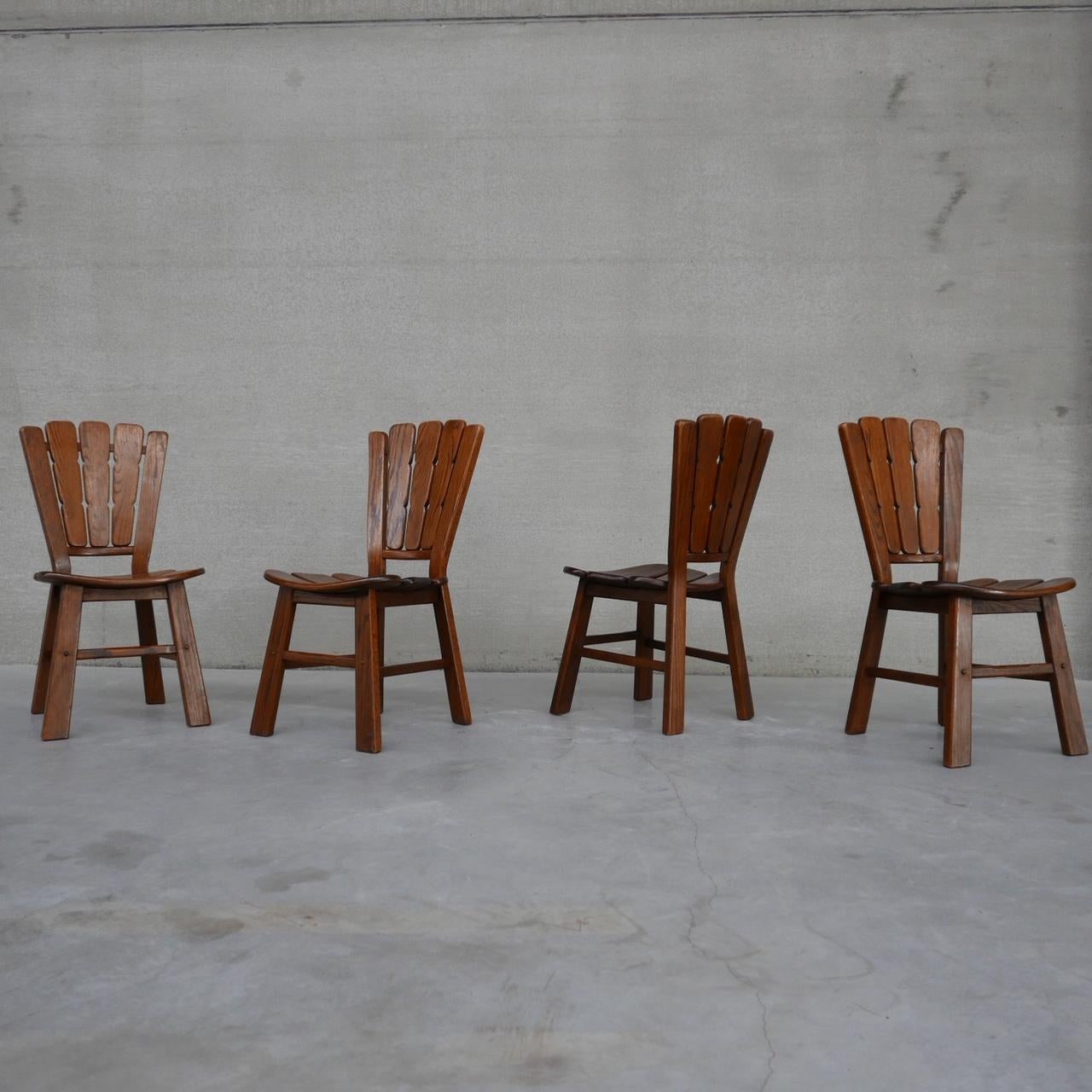 Set of Six Brutalist Oak Dutch Dining Chairs '6' For Sale 1