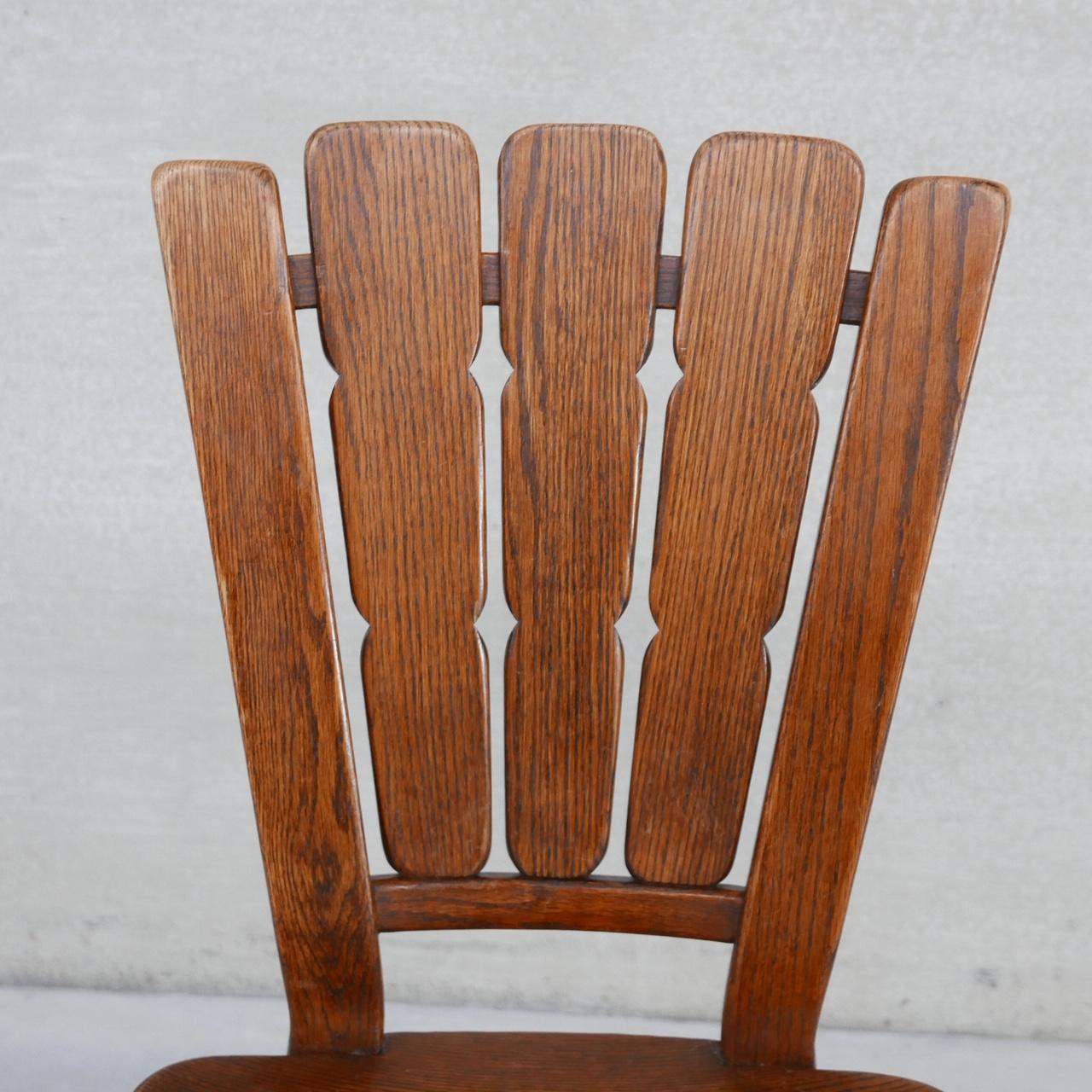Set of Six Brutalist Oak Dutch Dining Chairs '6' For Sale 3