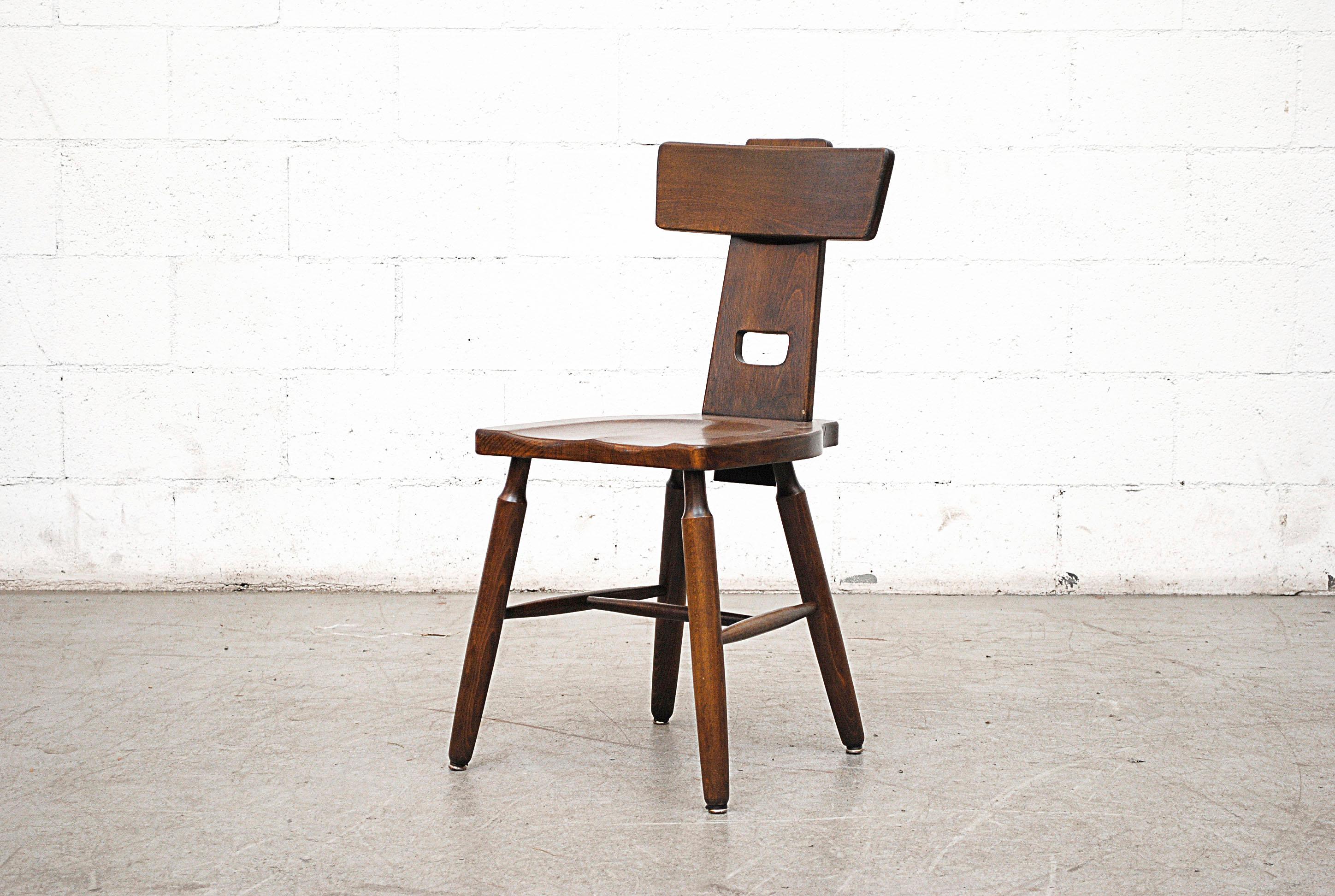 Dutch Set of Six Brutalist Pierre Chapo Style Chairs