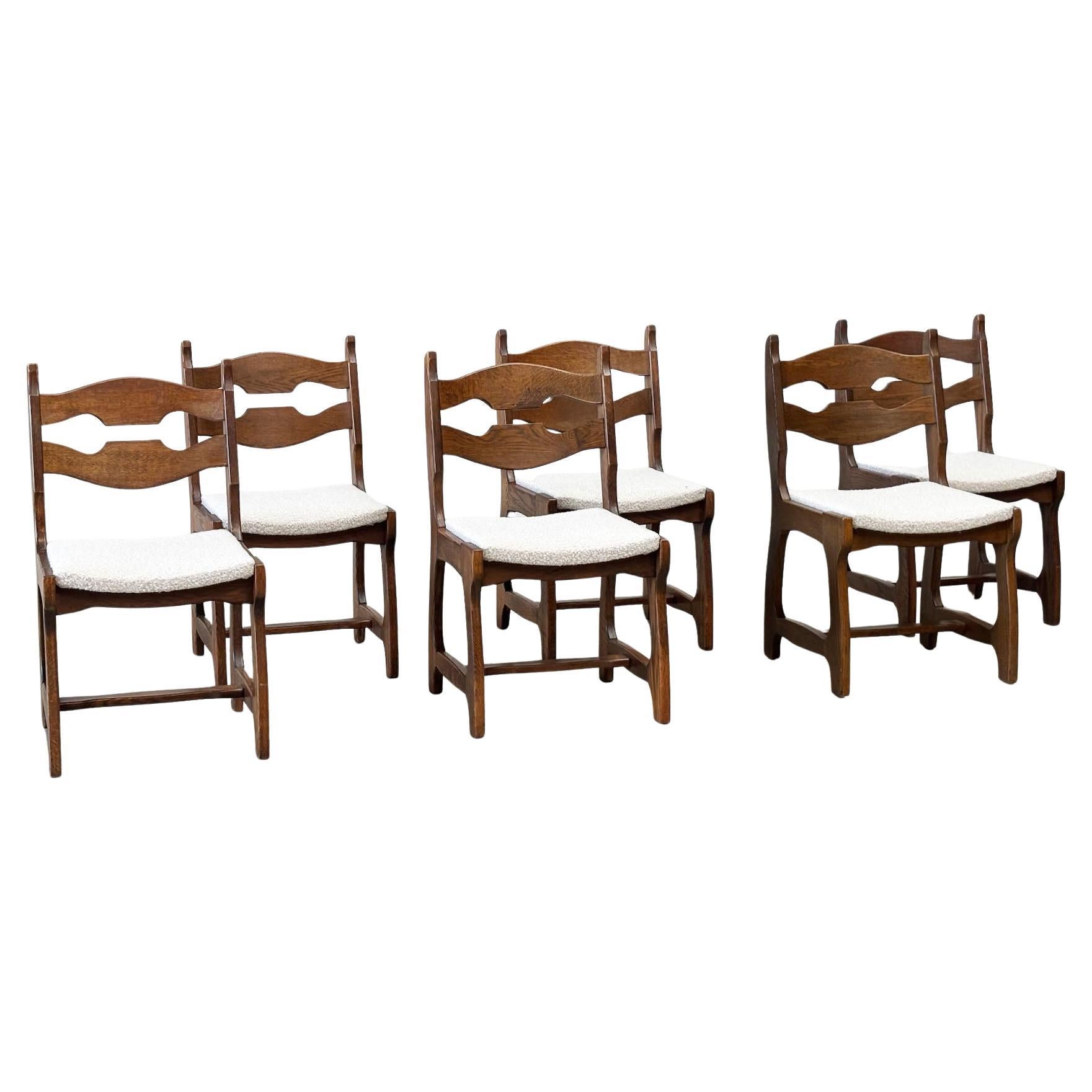 Set of six brutalist razorback dining chairs en venta