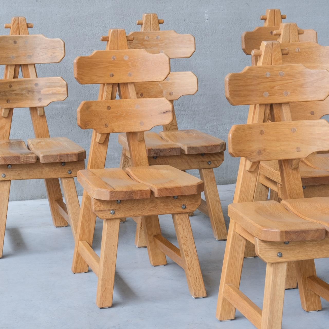 Set of Six Brutalist Spanish Mid-Century Dining Chairs For Sale 9