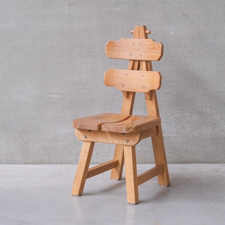 Set of Six Brutalist Spanish Mid-Century Dining Chairs For Sale at