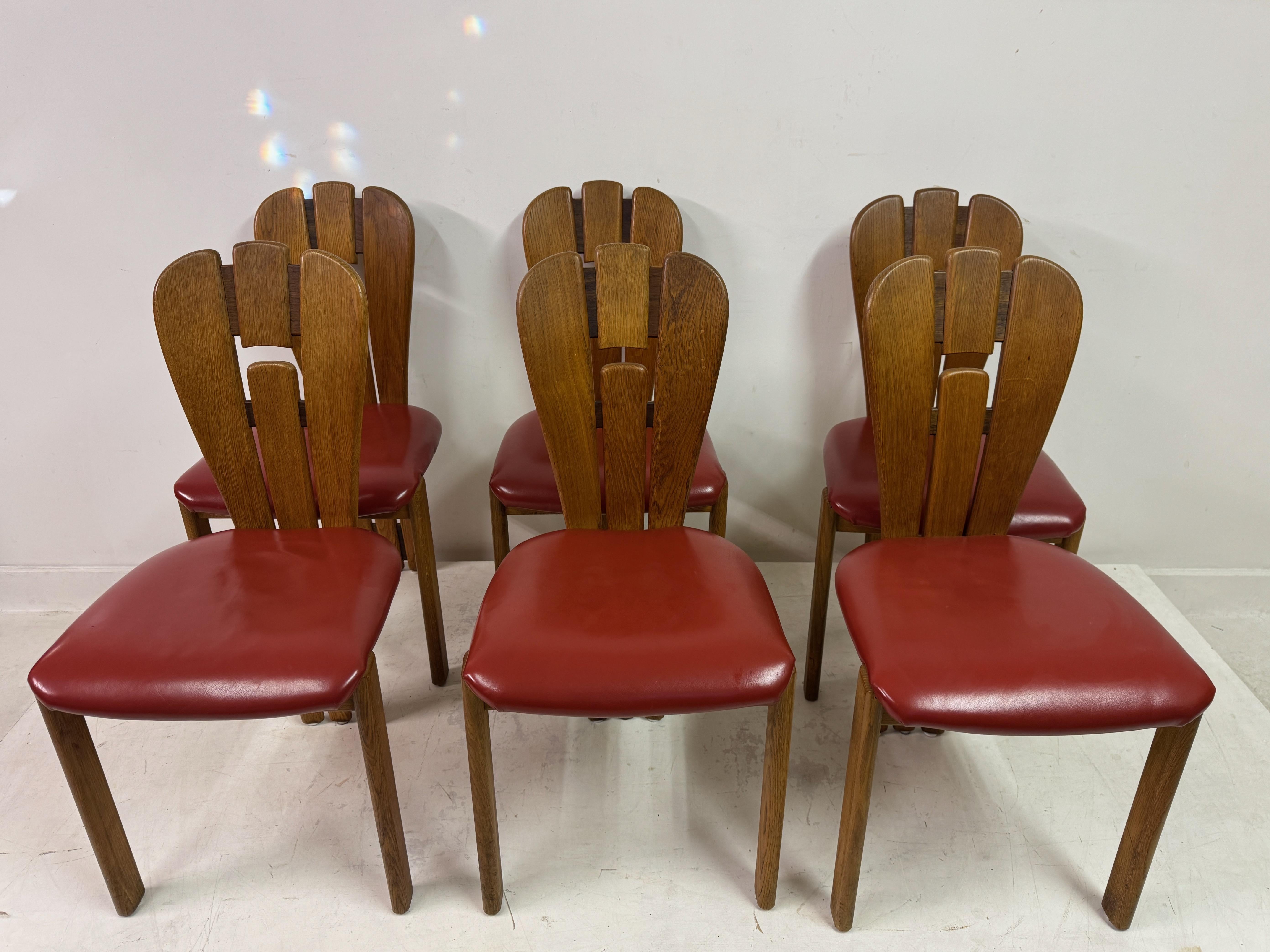 Olandese Set di sei sedie da pranzo olandesi in stile brutalista in vendita
