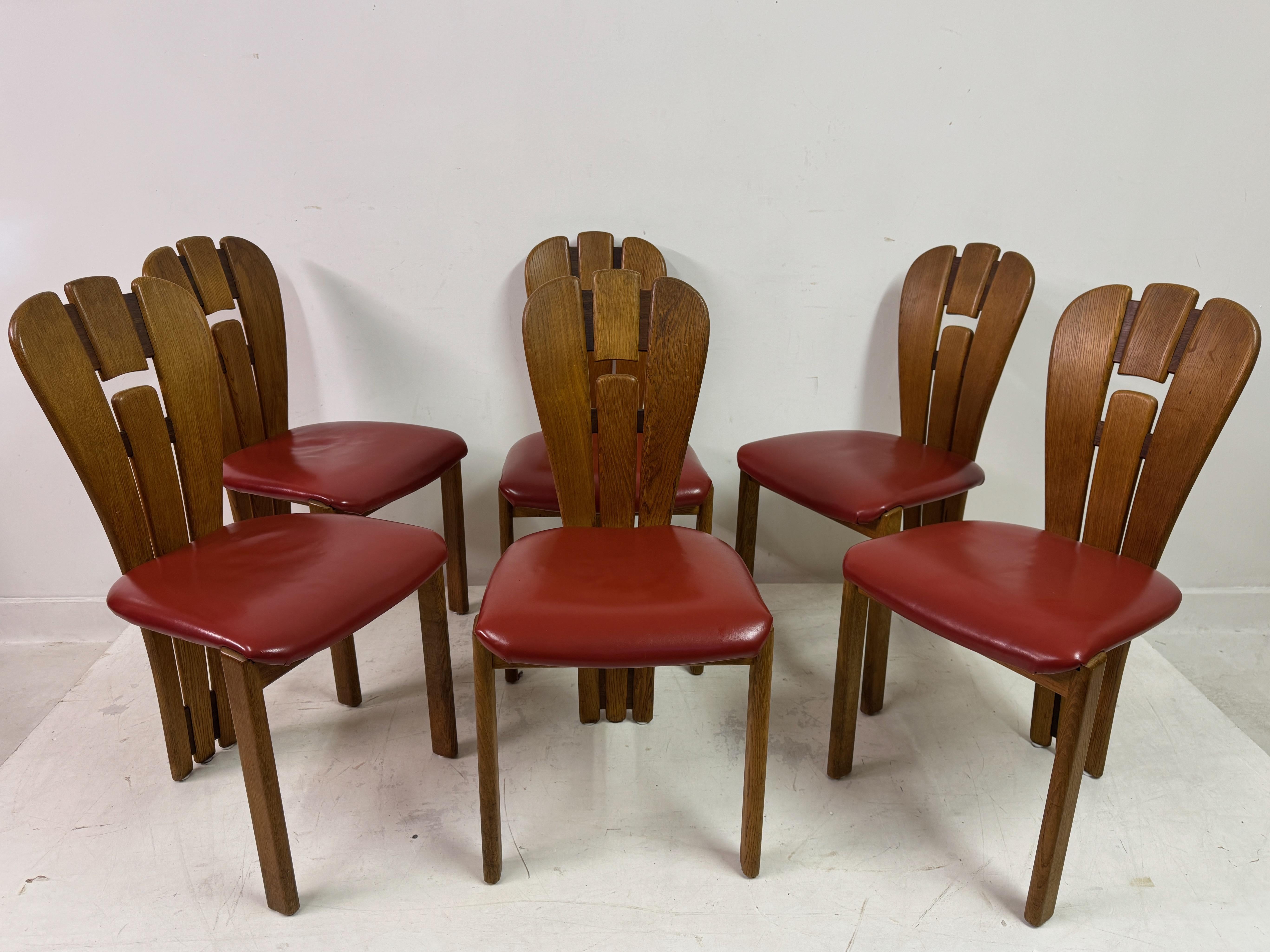 Set di sei sedie da pranzo olandesi in stile brutalista in vendita 1