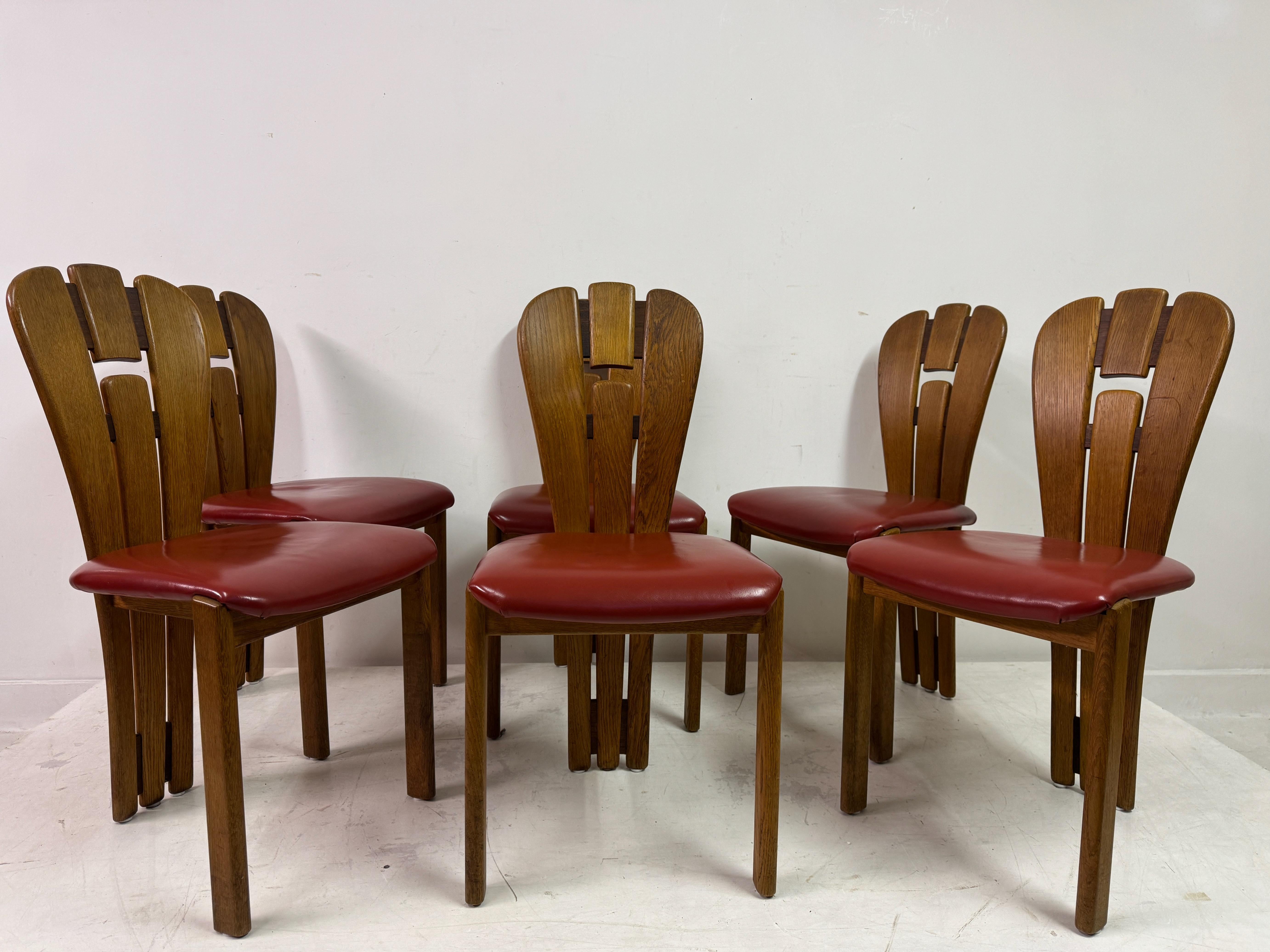 Set di sei sedie da pranzo olandesi in stile brutalista in vendita 2