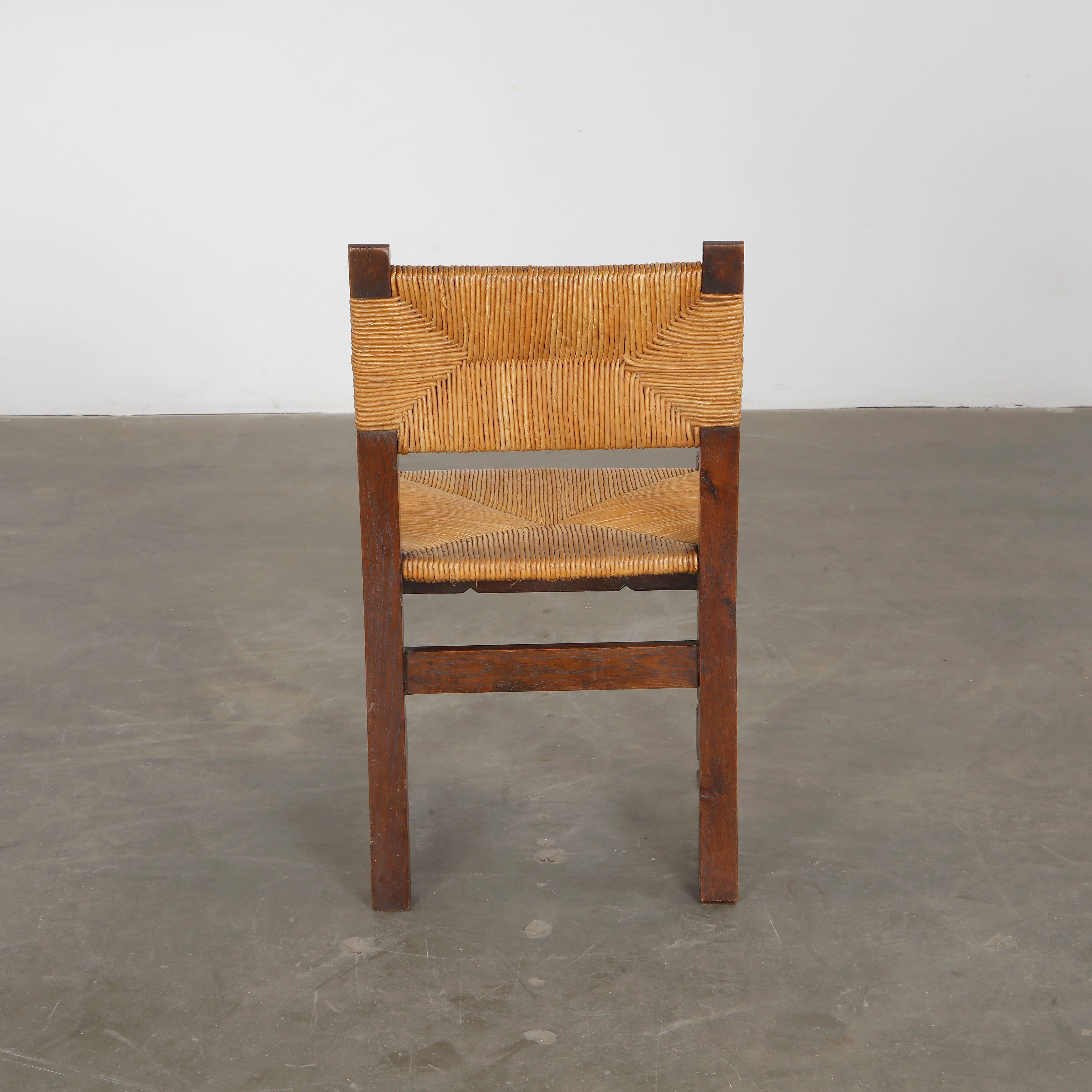 Set of Six Brutalist Wood and Rope Chairs, 1960s in vendita 3