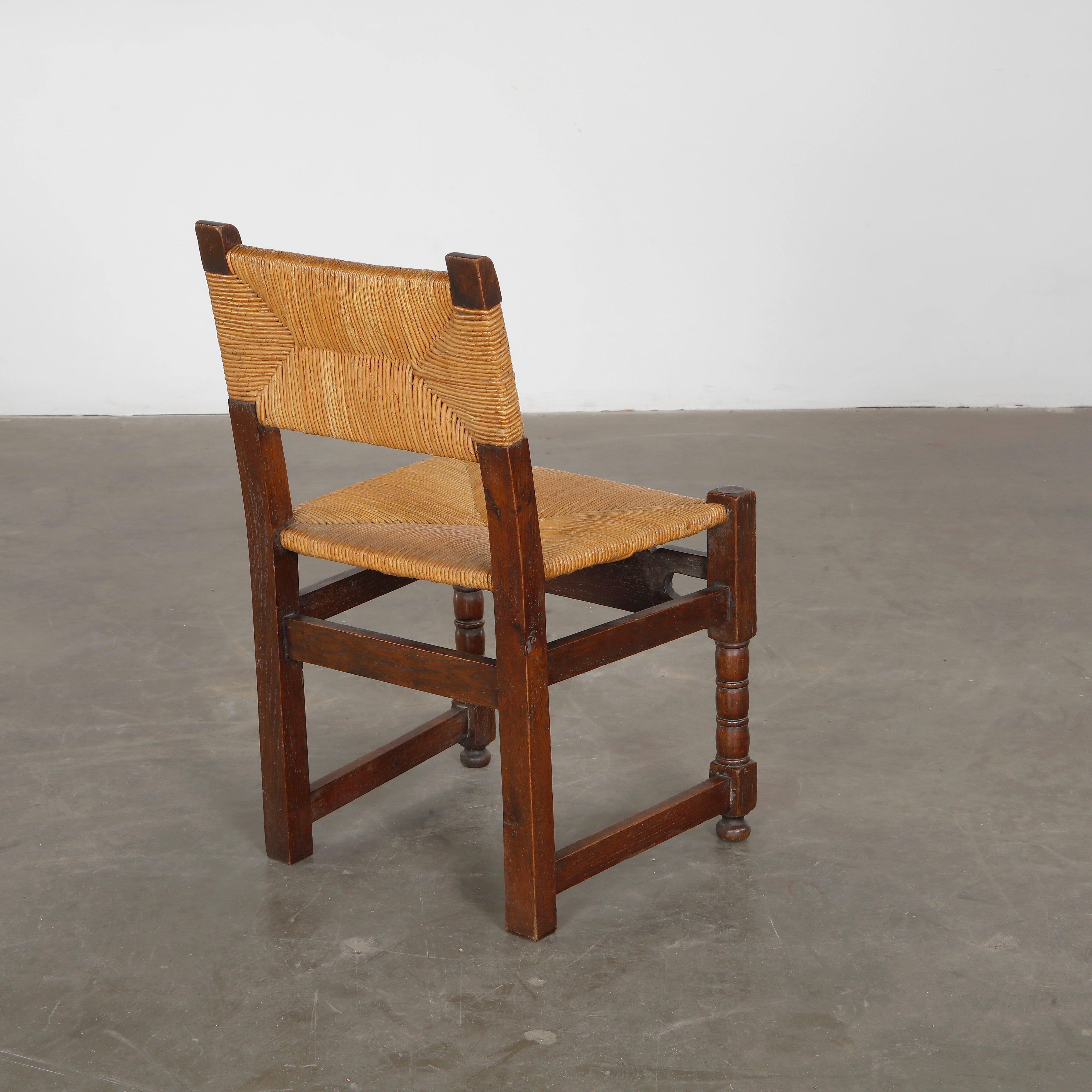 Set of Six Brutalist Wood and Rope Chairs, 1960s in vendita 4