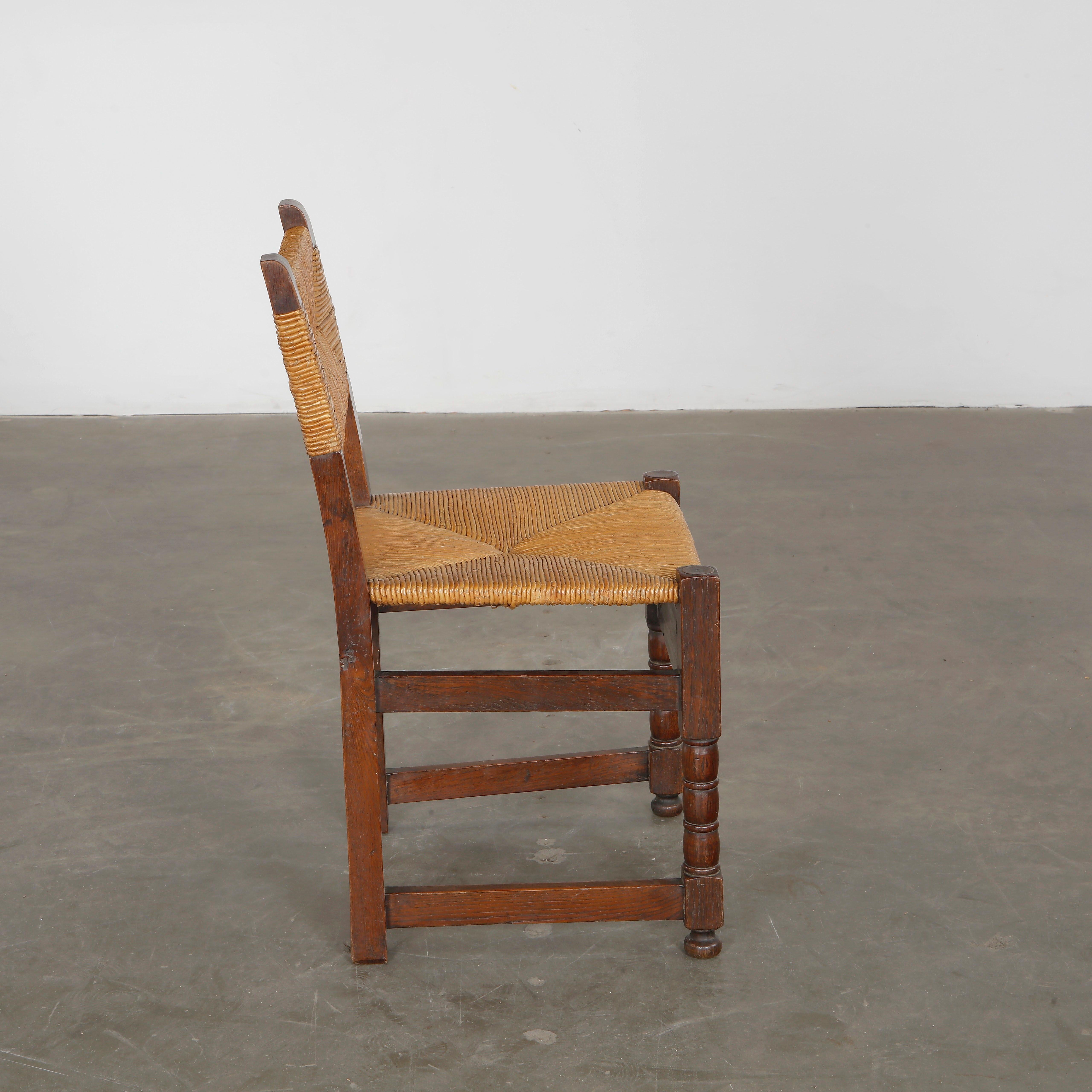 Set of Six Brutalist Wood and Rope Chairs, 1960s in vendita 5