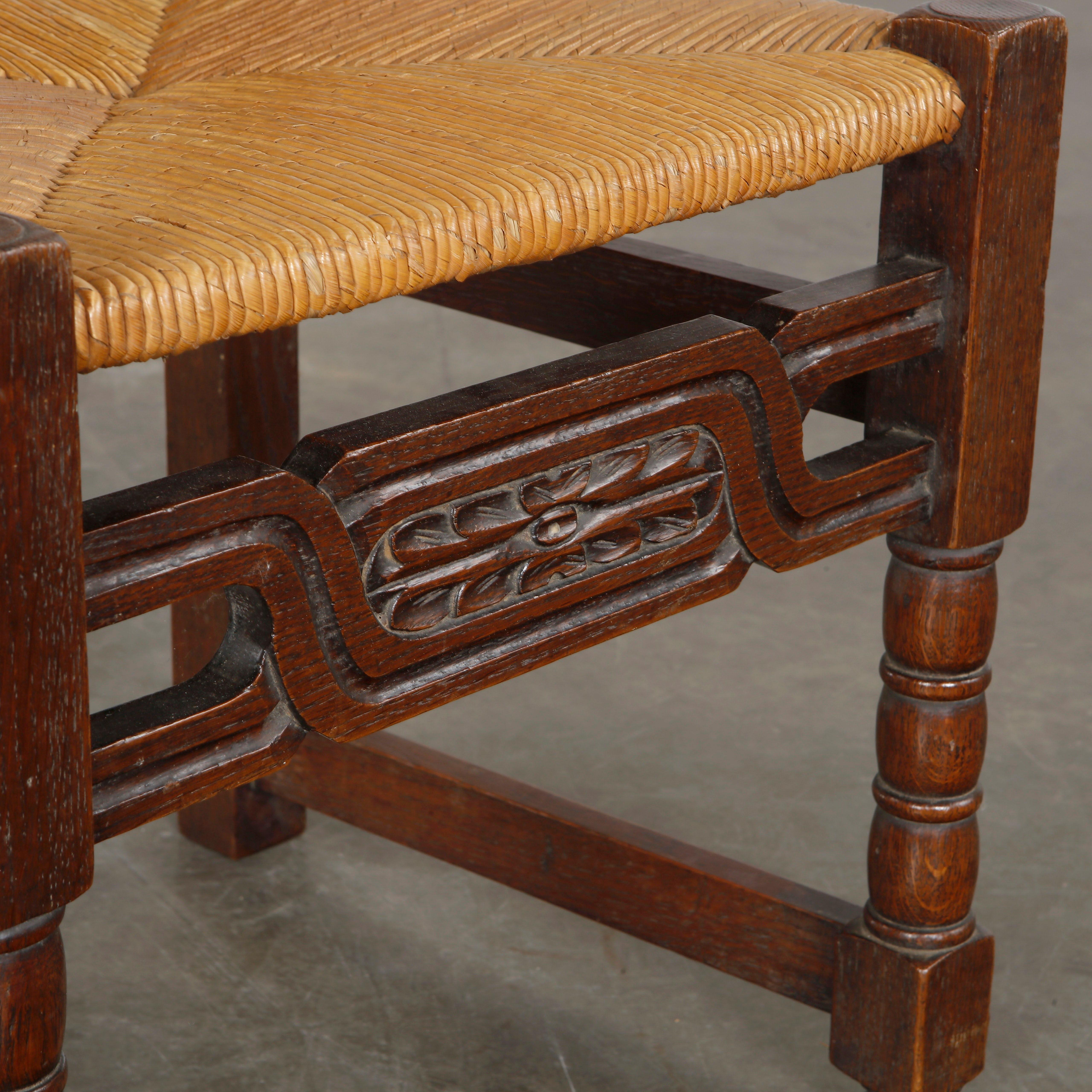Set of Six Brutalist Wood and Rope Chairs, 1960s in vendita 9