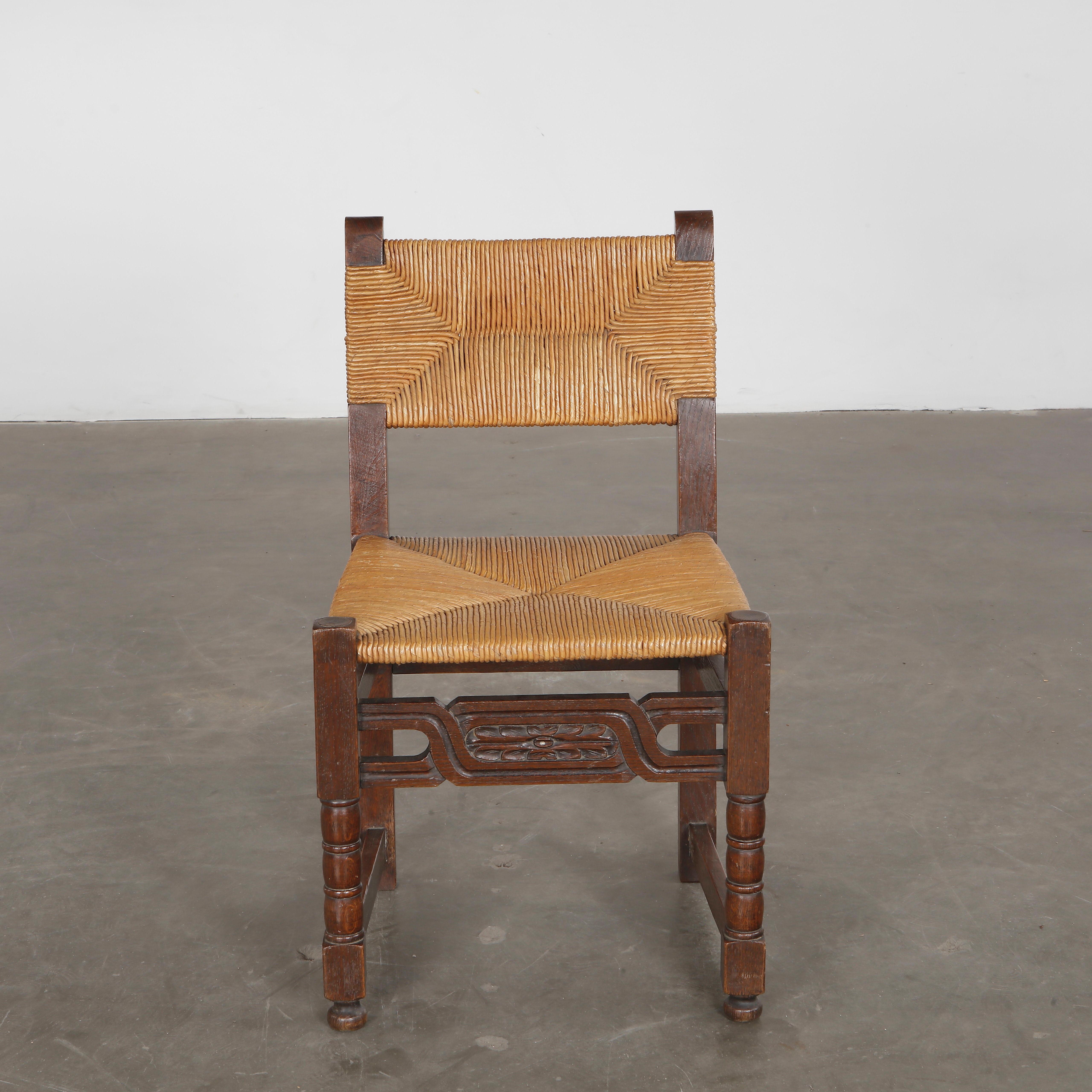 Set of Six Brutalist Wood and Rope Chairs, 1960s In condizioni buone in vendita a Gardena, CA