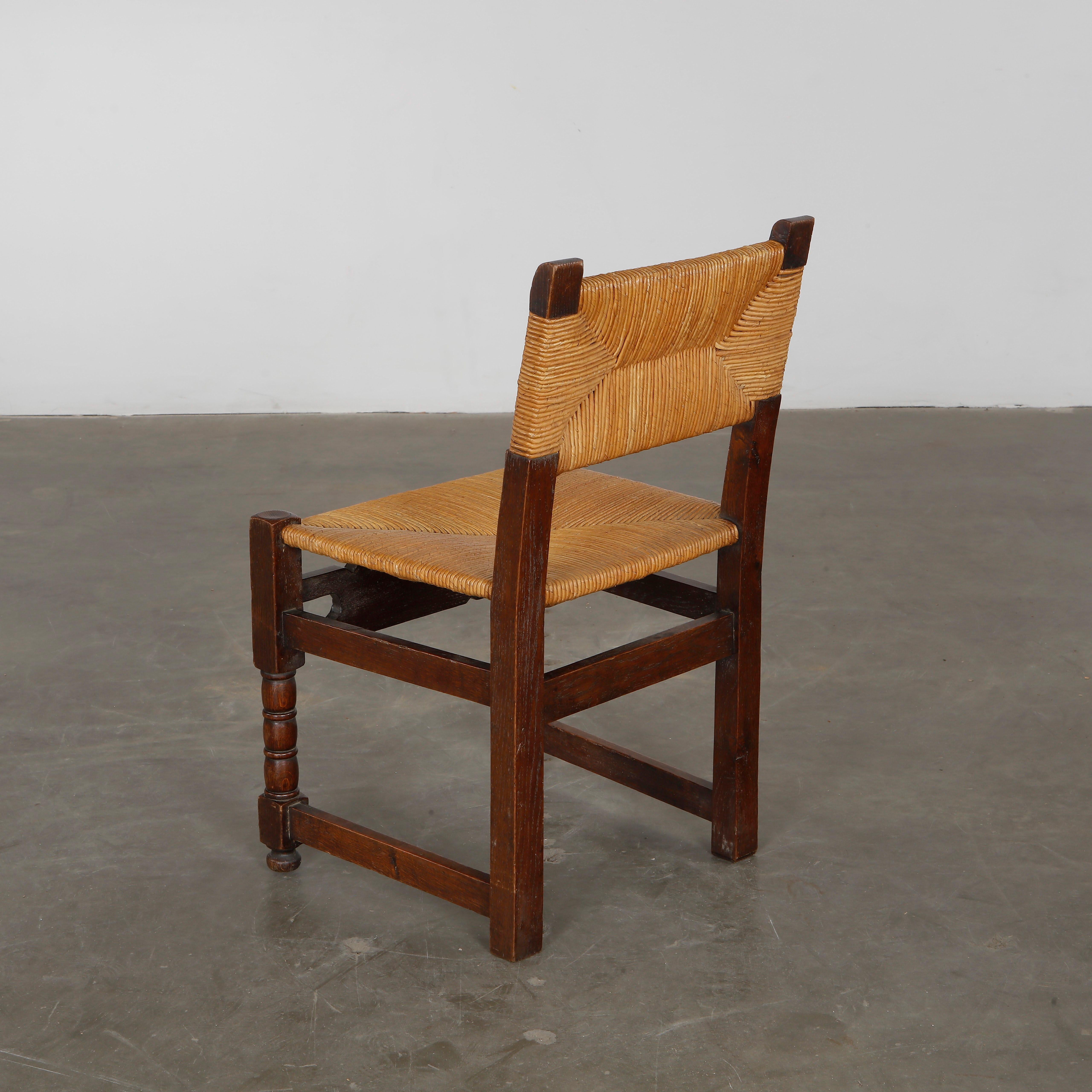 Set of Six Brutalist Wood and Rope Chairs, 1960s in vendita 2