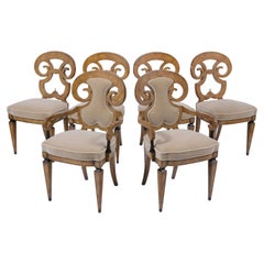 Set of Six Burled Dining Chairs