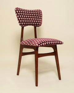 Set di sei sedie a farfalla, velluto bordeaux Amuleto, Dedar, legno di noce, 1960