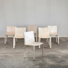Set of Six CAB 412 Chairs by Mario Bellini for Cassina in white Leather, 1970s