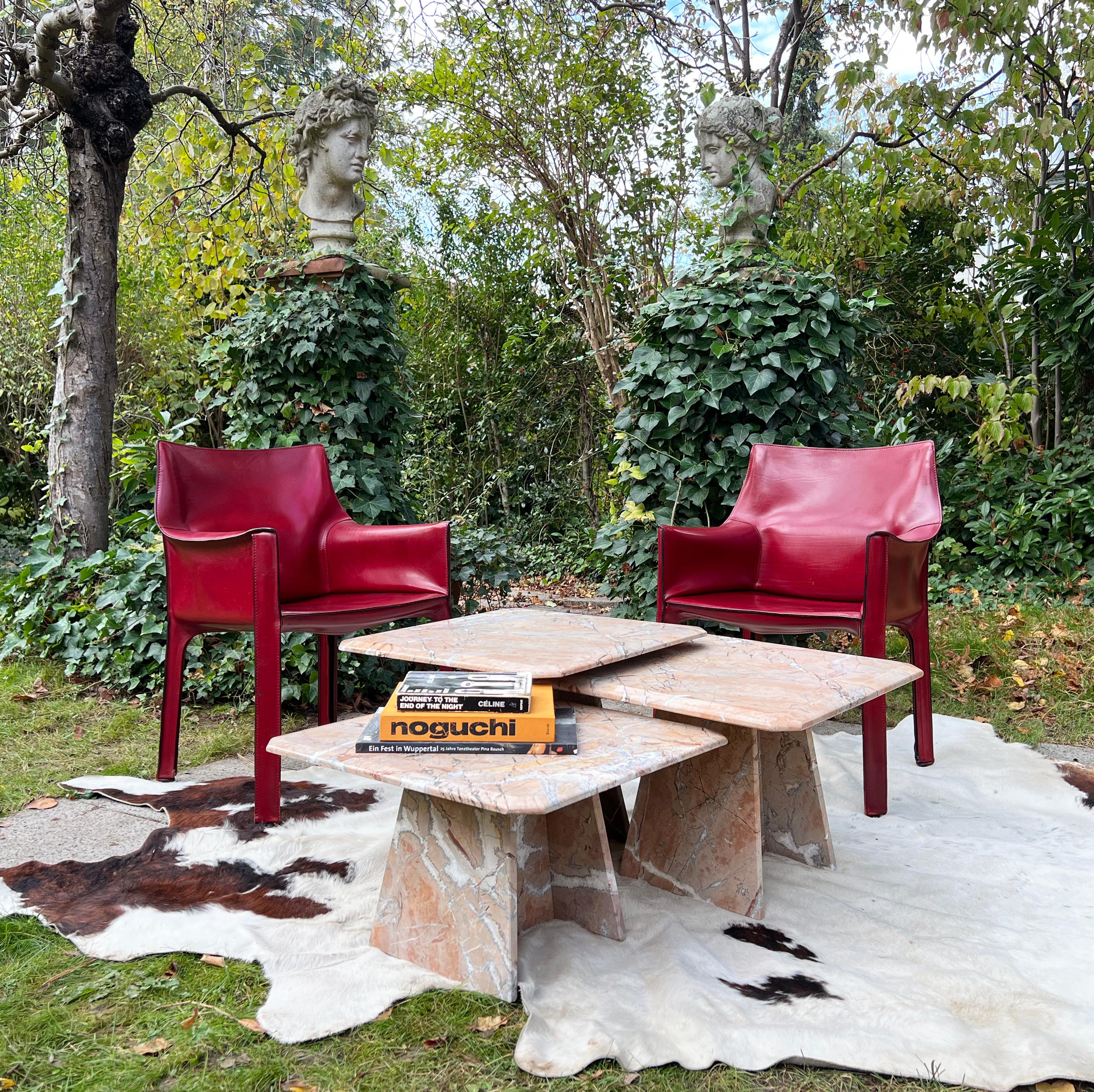 Set of Six Cab 414 Armchairs by Mario Bellini for Cassina in Oxblood Red Leather 5