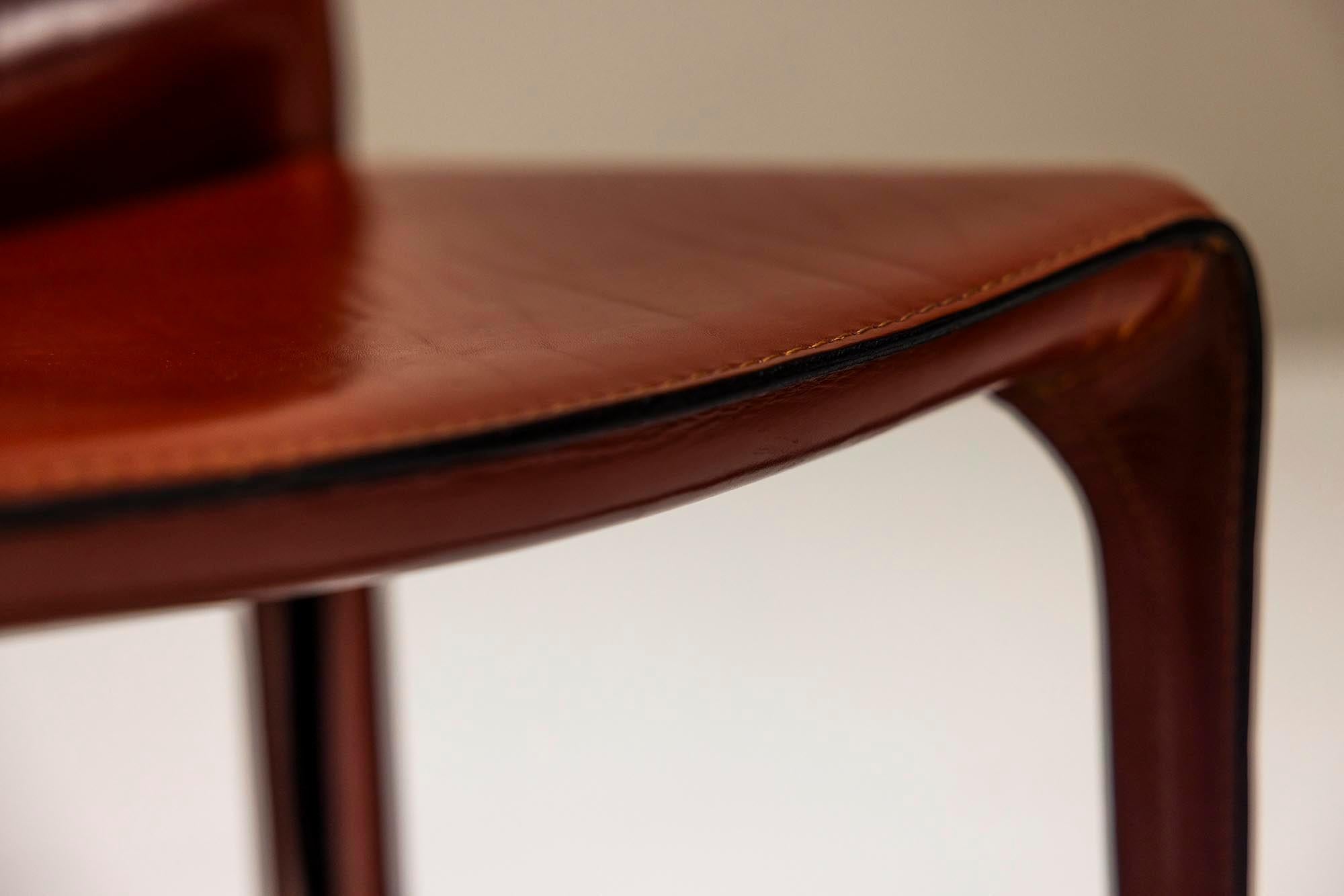 Set Of Six 'CAB' Chairs In Burgundy Leather By Mario Bellini For Cassina, Italy 9