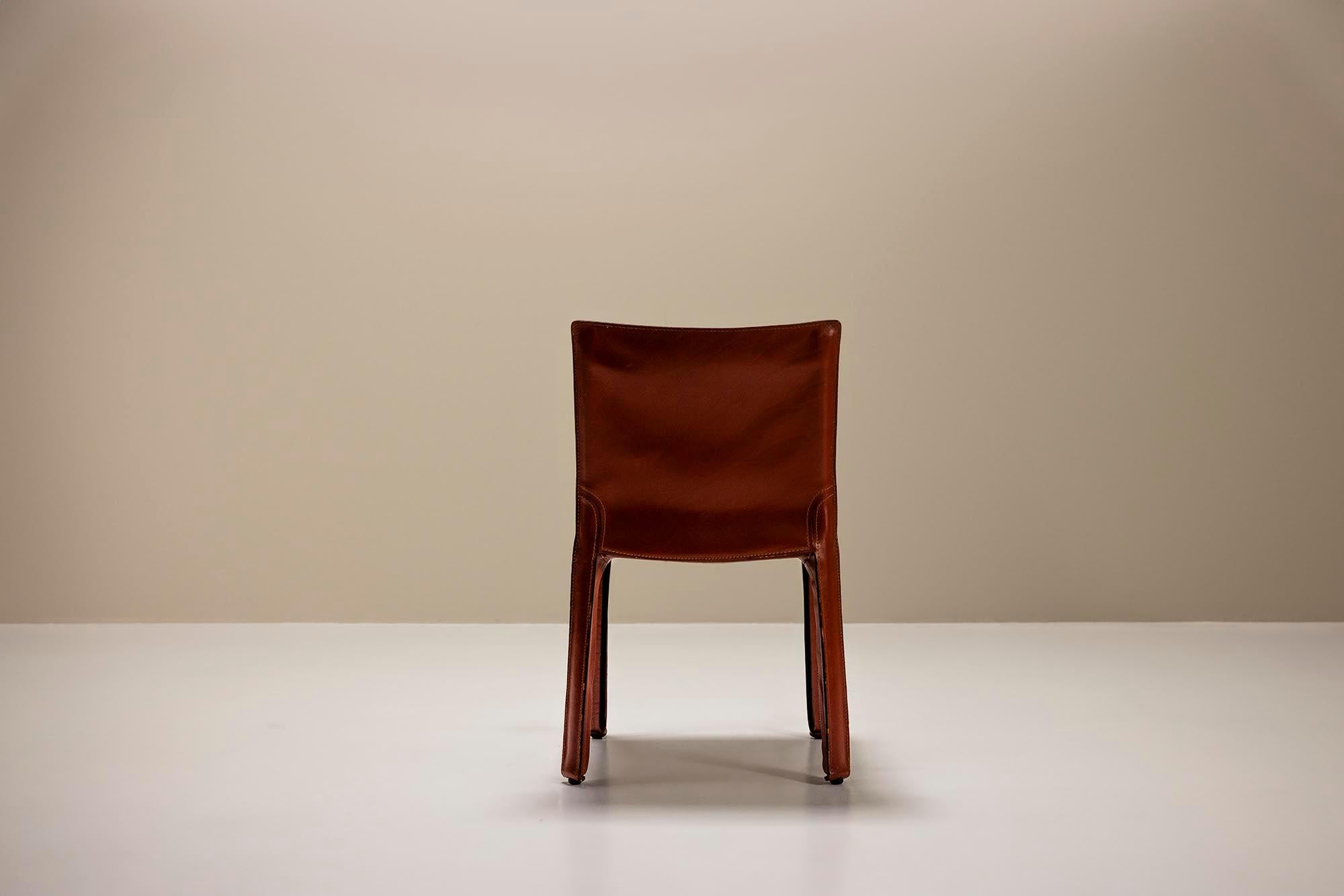 Late 20th Century Set Of Six 'CAB' Chairs In Burgundy Leather By Mario Bellini For Cassina, Italy