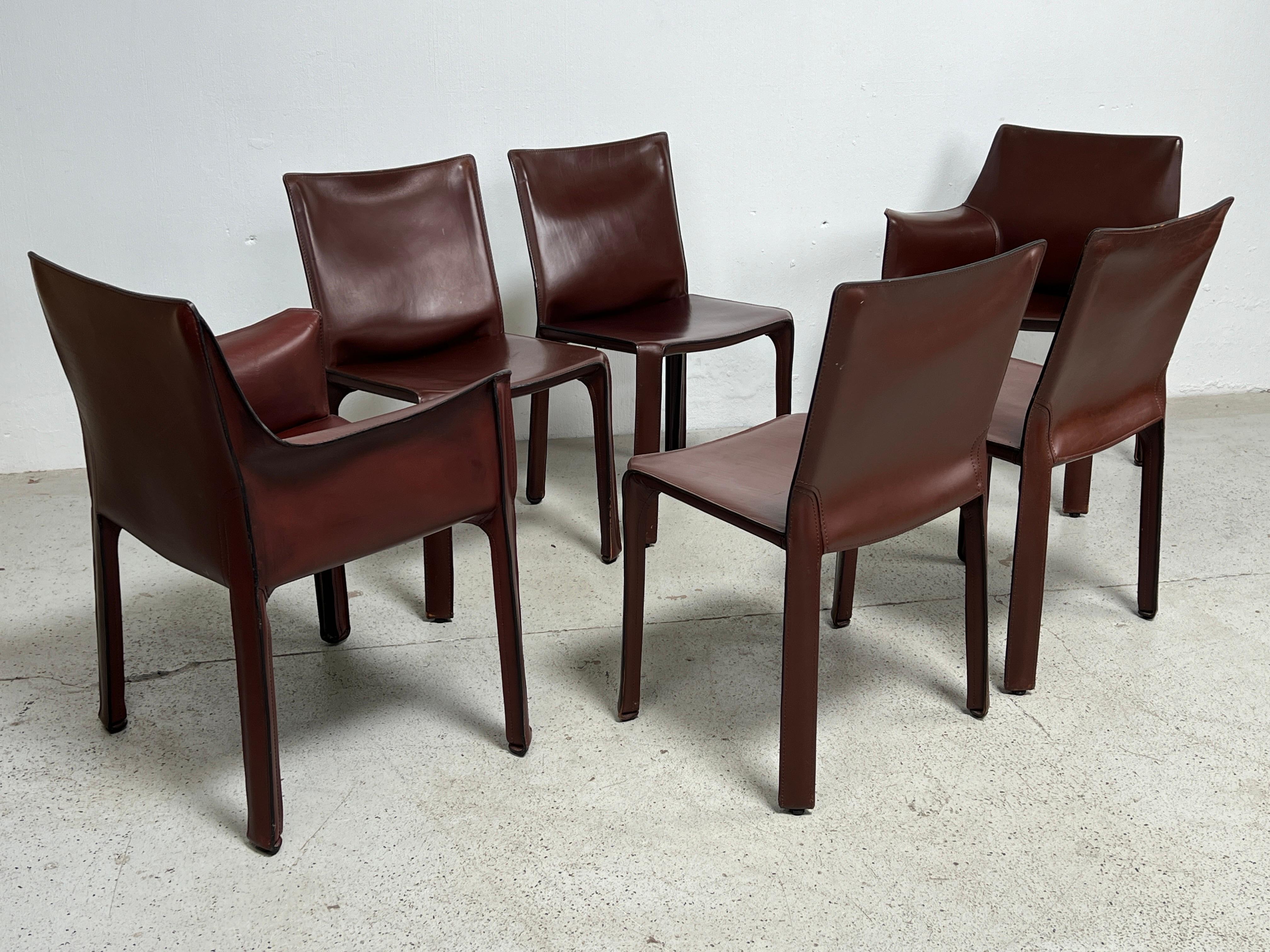 Set of Six Cab Dining Chairs by Mario Bellini for Cassina  In Good Condition For Sale In Dallas, TX