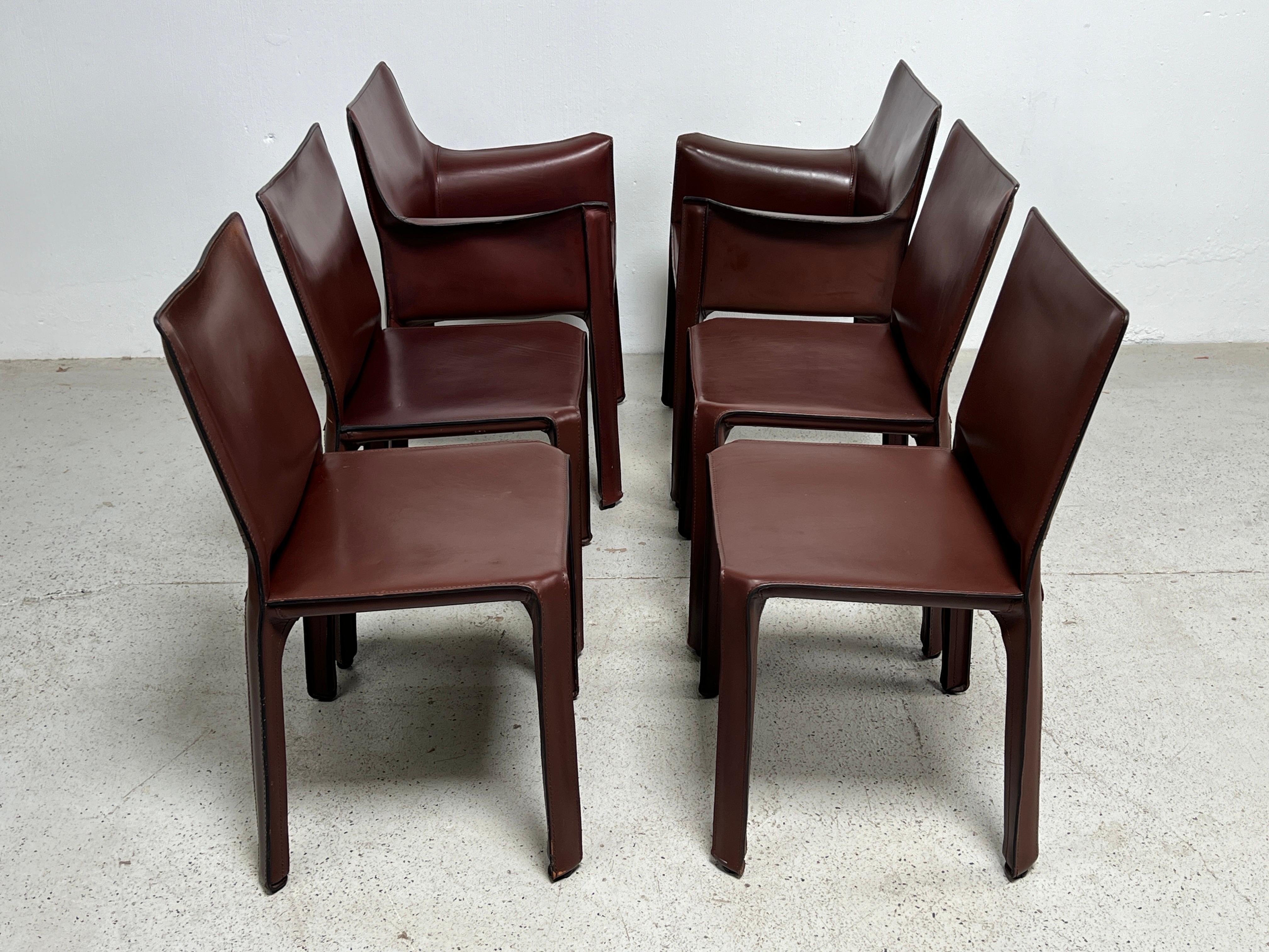 Late 20th Century Set of Six Cab Dining Chairs by Mario Bellini for Cassina  For Sale