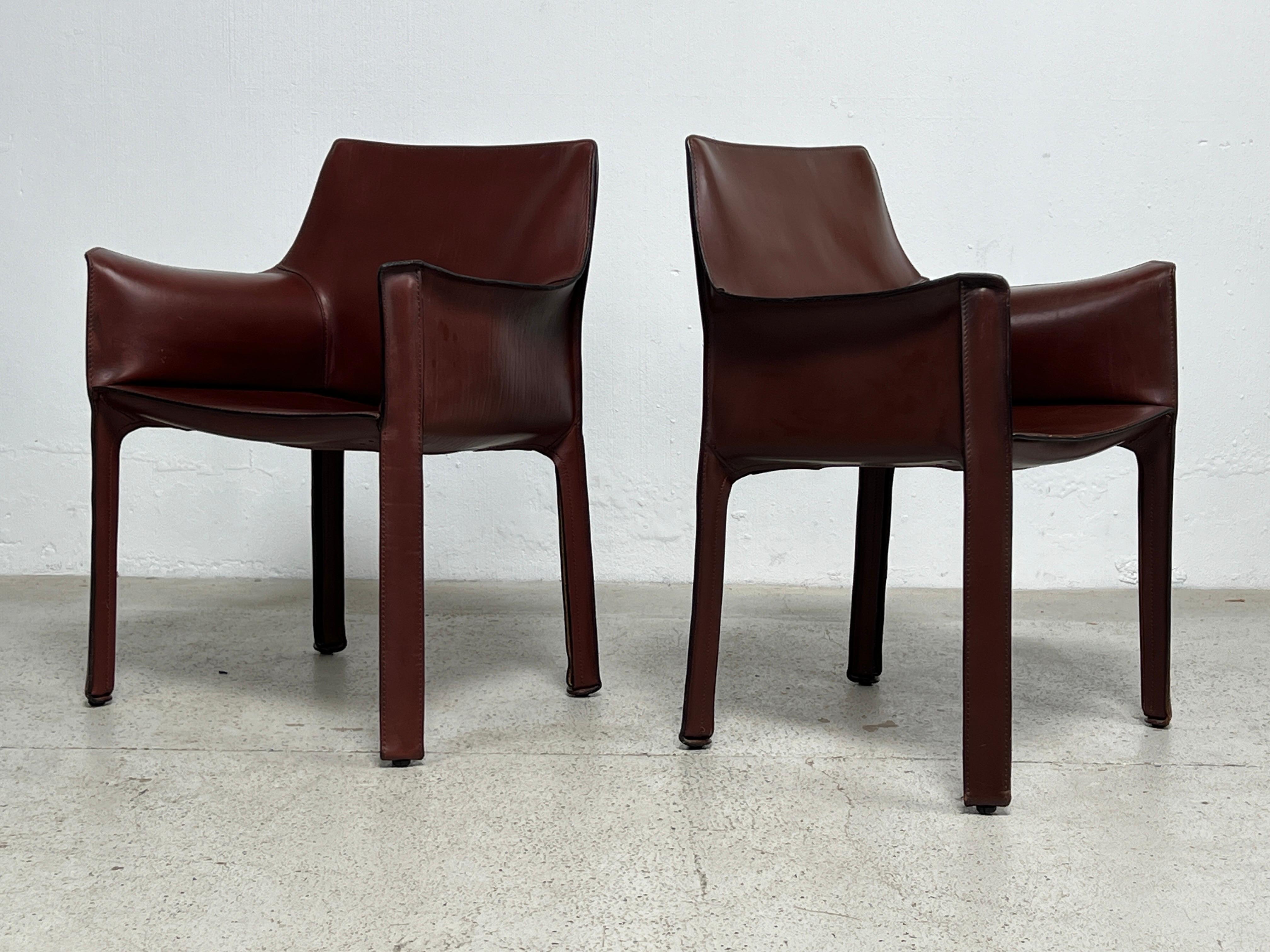 Set of Six Cab Dining Chairs by Mario Bellini for Cassina  For Sale 3