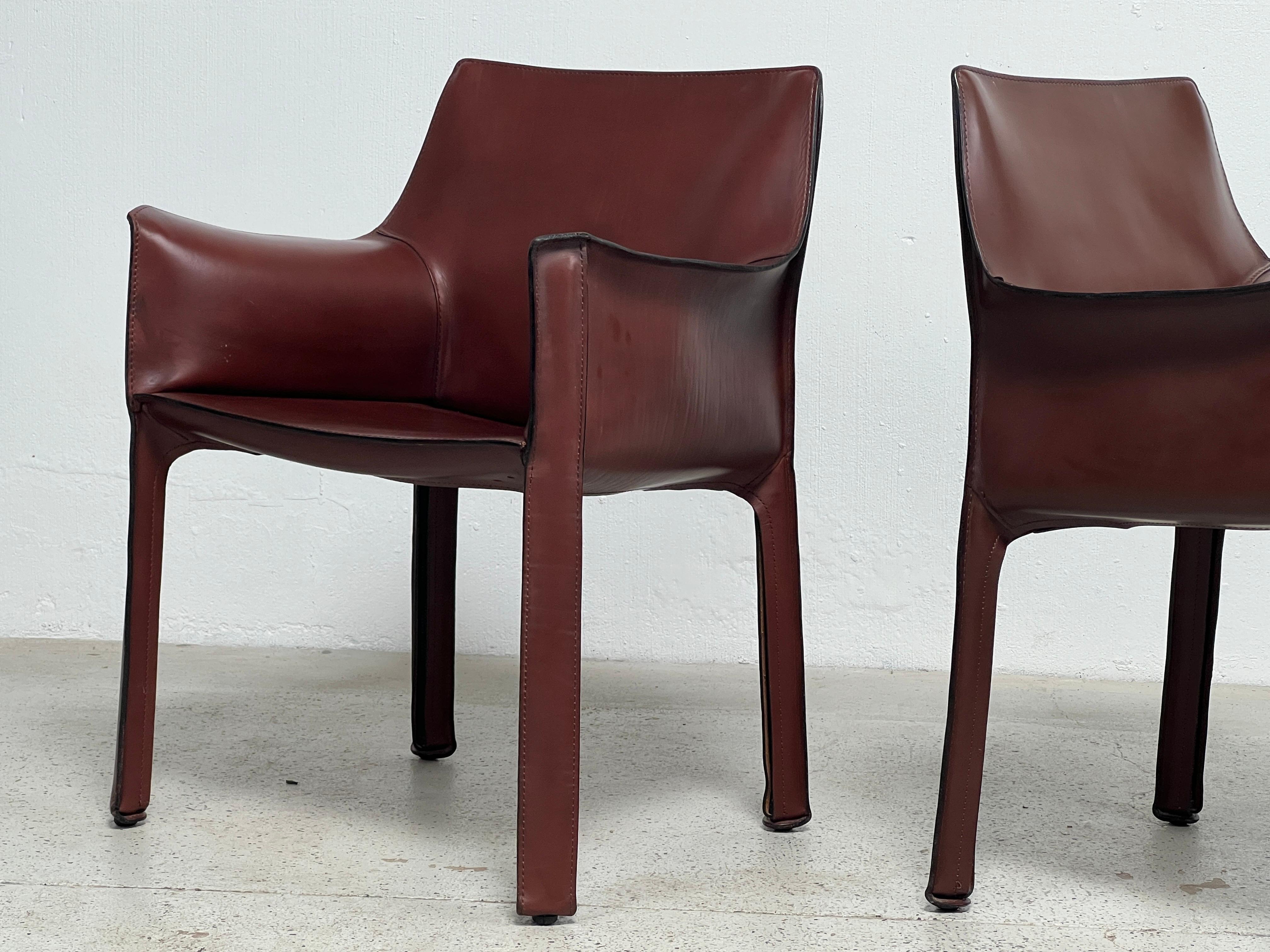 Set of Six Cab Dining Chairs by Mario Bellini for Cassina  For Sale 4