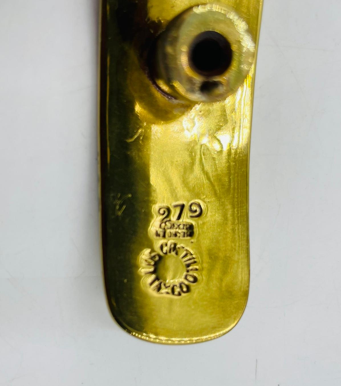 Set of Six Cabinet Pulls in Brass & Stone Inlay by Los Castillo, Mexico 1950's For Sale 10