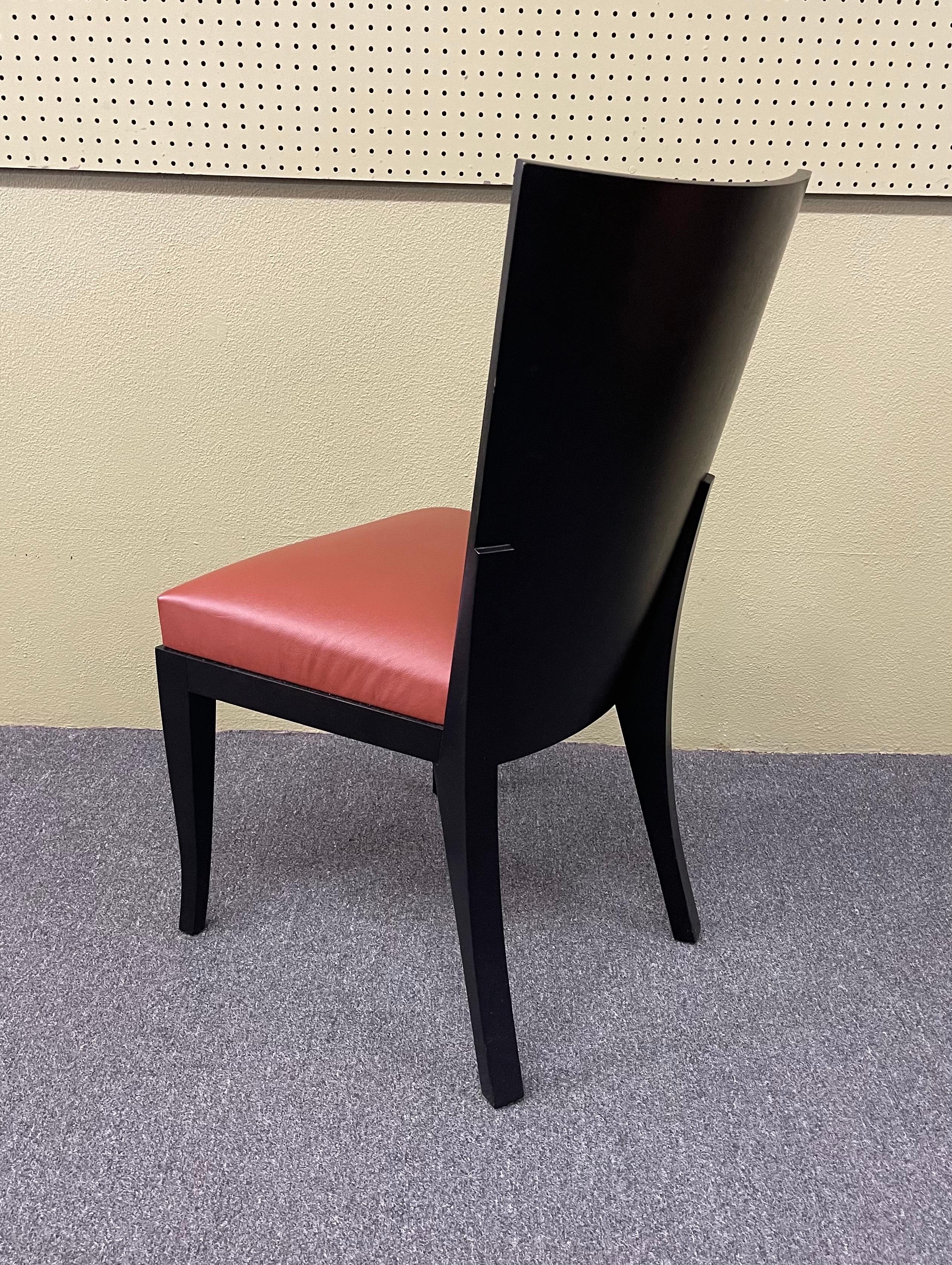 Pelle Set di sei sedie da pranzo 