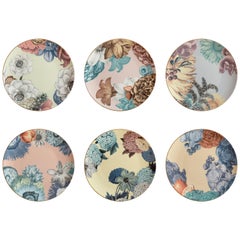Set of Six Cairo Porcelain Dinner Plates, Made in Italy