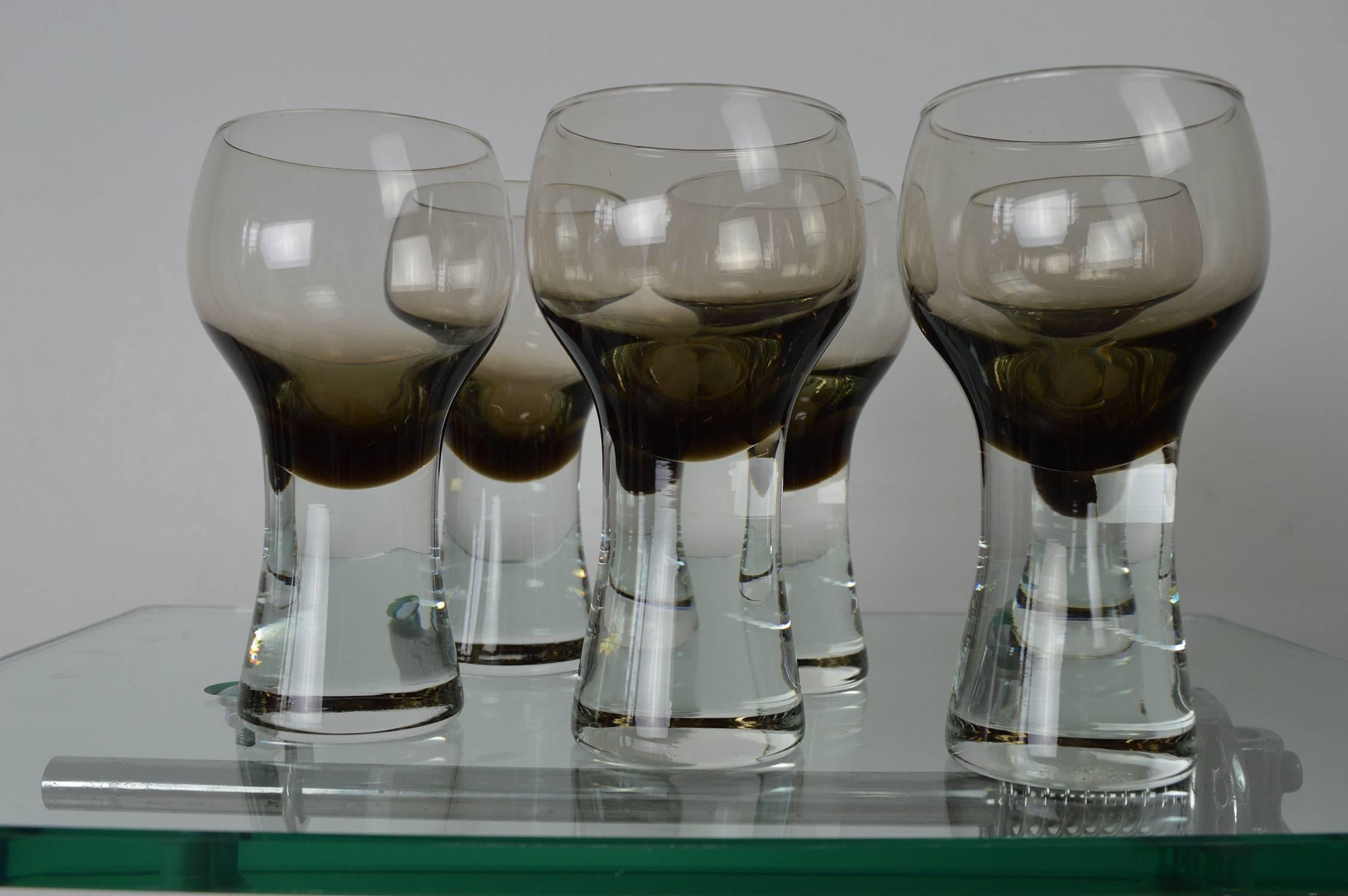 Mid-Century Modern Set of Six Caithness Midcentury Drinking Glasses