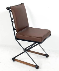 Set of Six Campaign Style Dining Chairs in the manner of Cleo Baldon