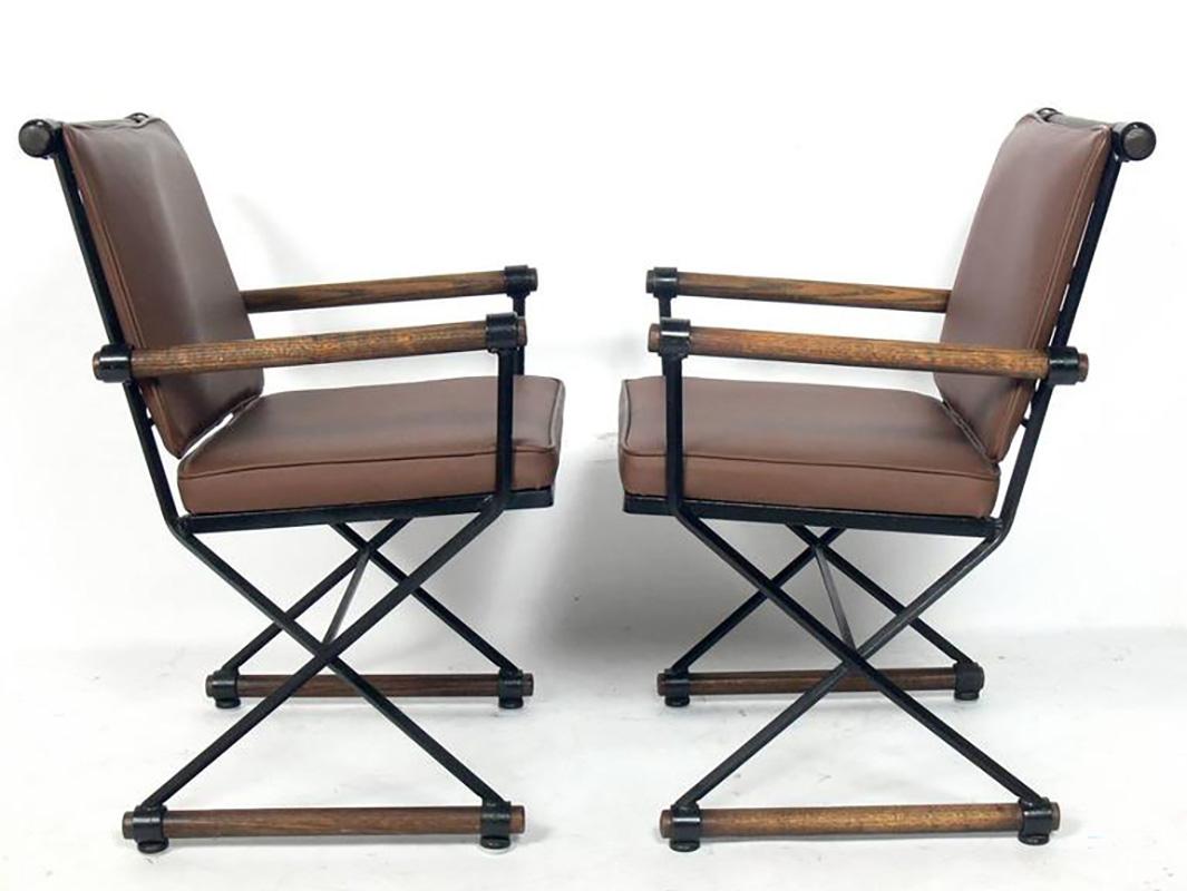 Sechs Esszimmerstühle im Campaigner-Stil nach Cleo Baldon (Polster) im Angebot