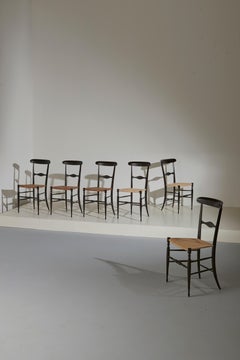 Conjunto de Seis Sillas Campanino de Colombo Sanguineti Chiavari con Caña Tejida Nueva