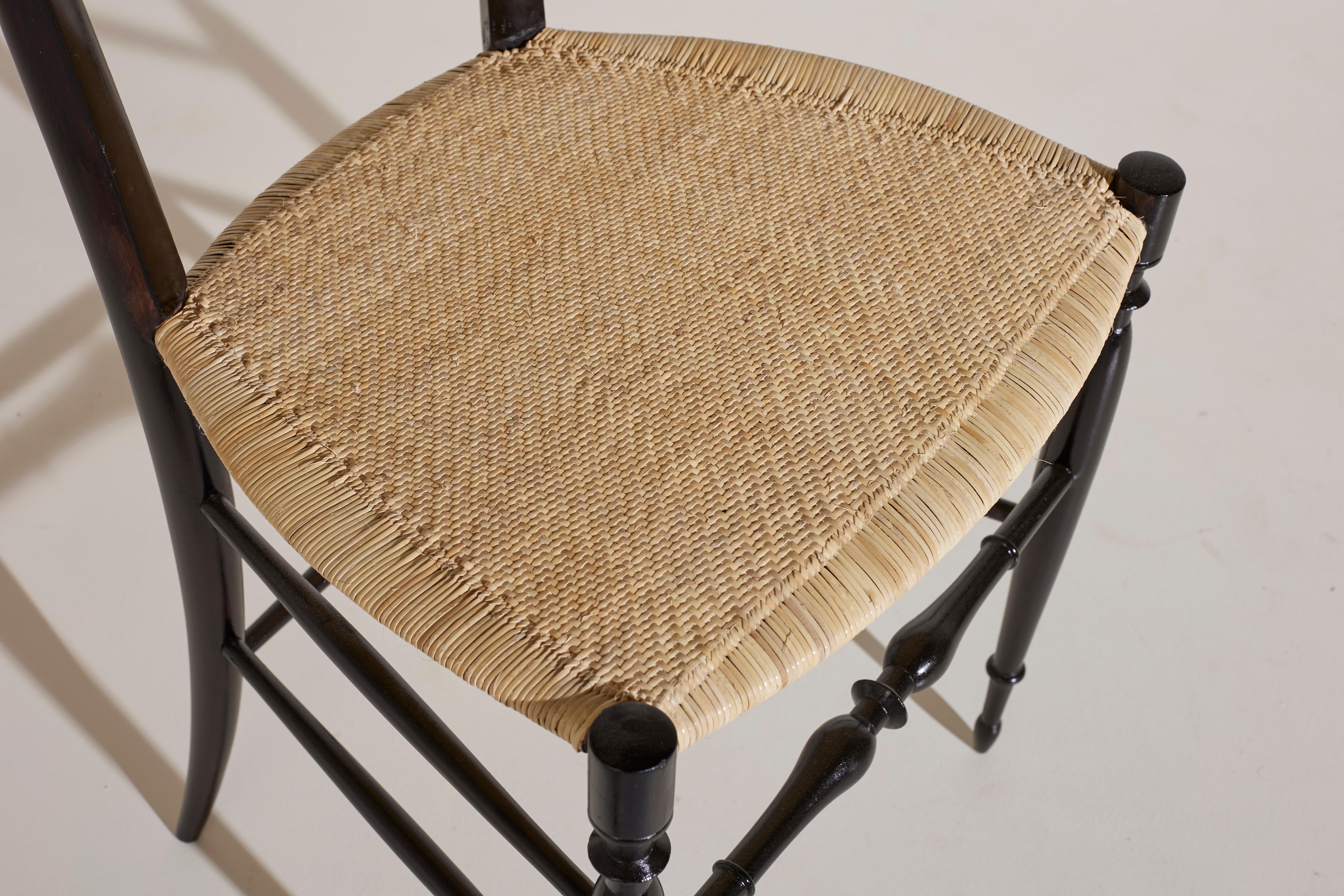 Vimini Set di sei sedie Campanino di Colombo Sanguineti Chiavari con canne intrecciate nuove in vendita