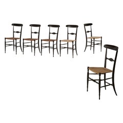 Ensemble de six chaises Campanino de Colombo Sanguineti Chiavari avec canne tissée neuve