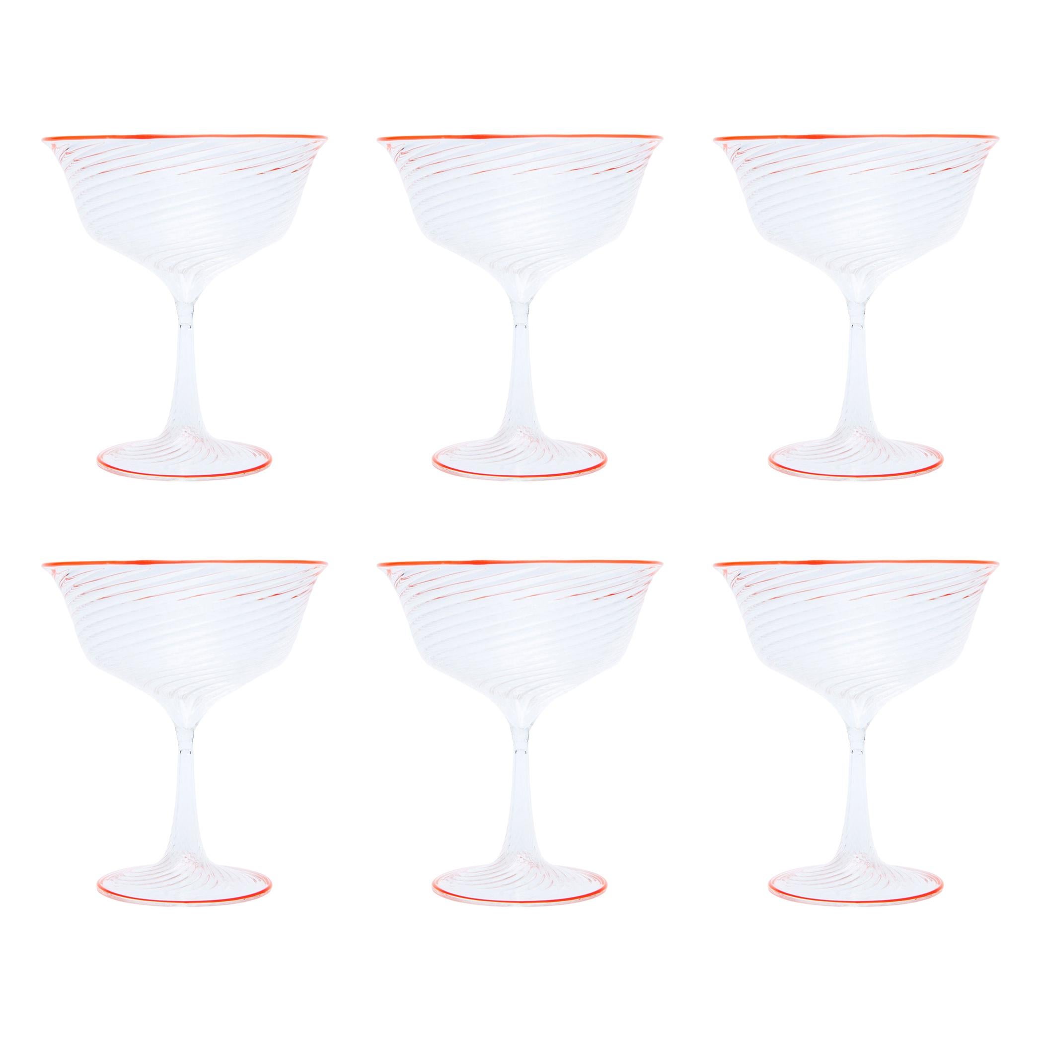 Set of Six Campbell-Rey Cosima Murano Coupes For Sale