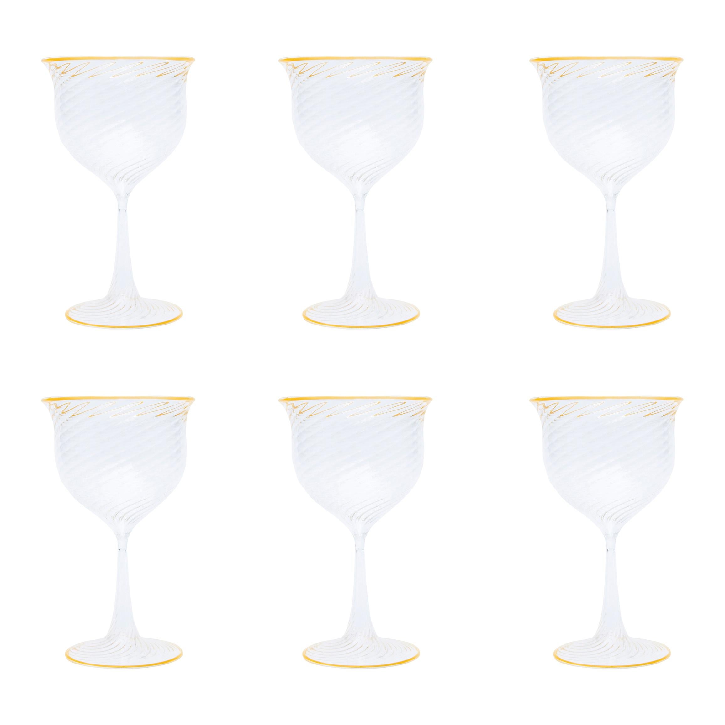 Set of Six Campbell-Rey Cosima Murano Wine Glasses