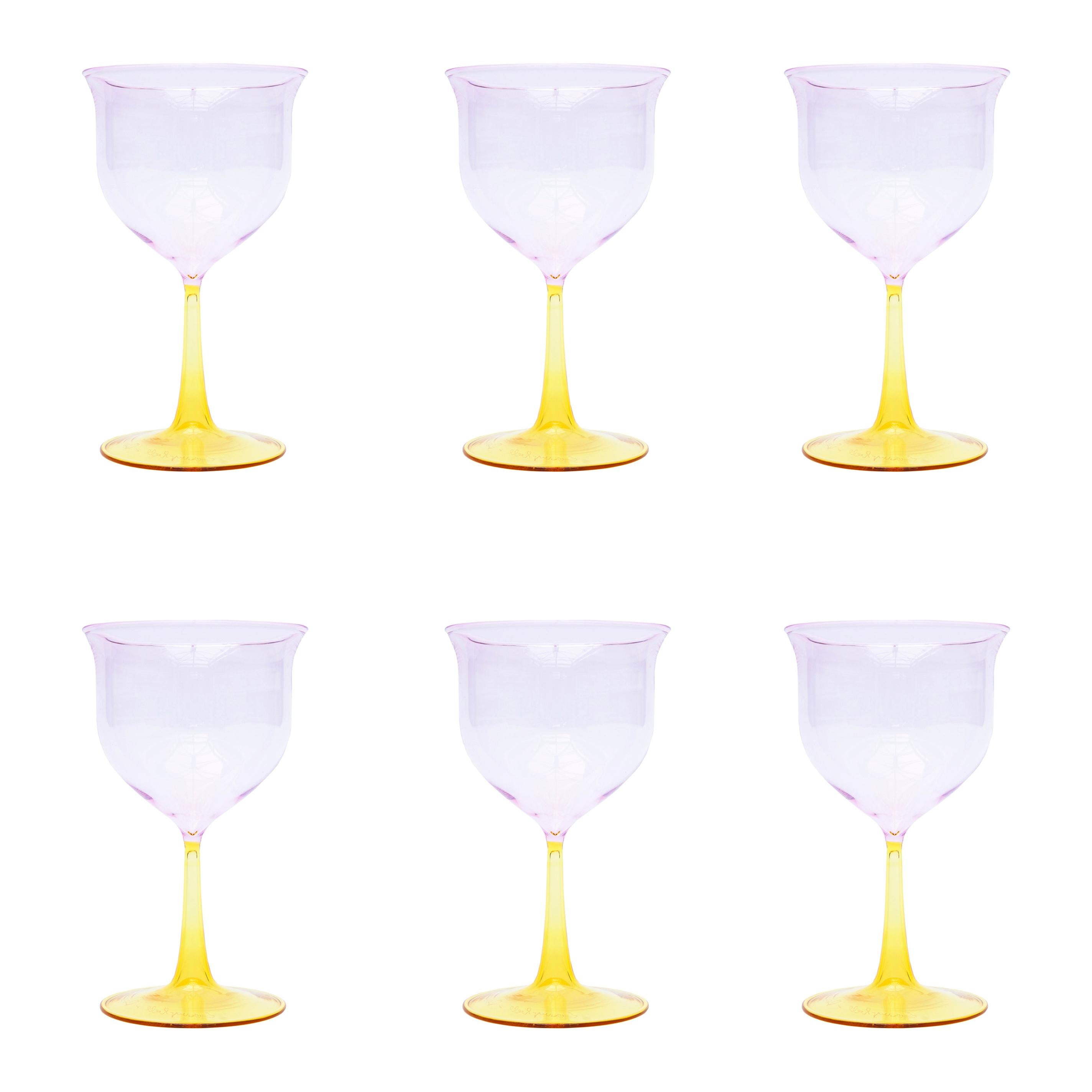Set of Six Campbell-Rey Cosimo Murano Wine Glasses