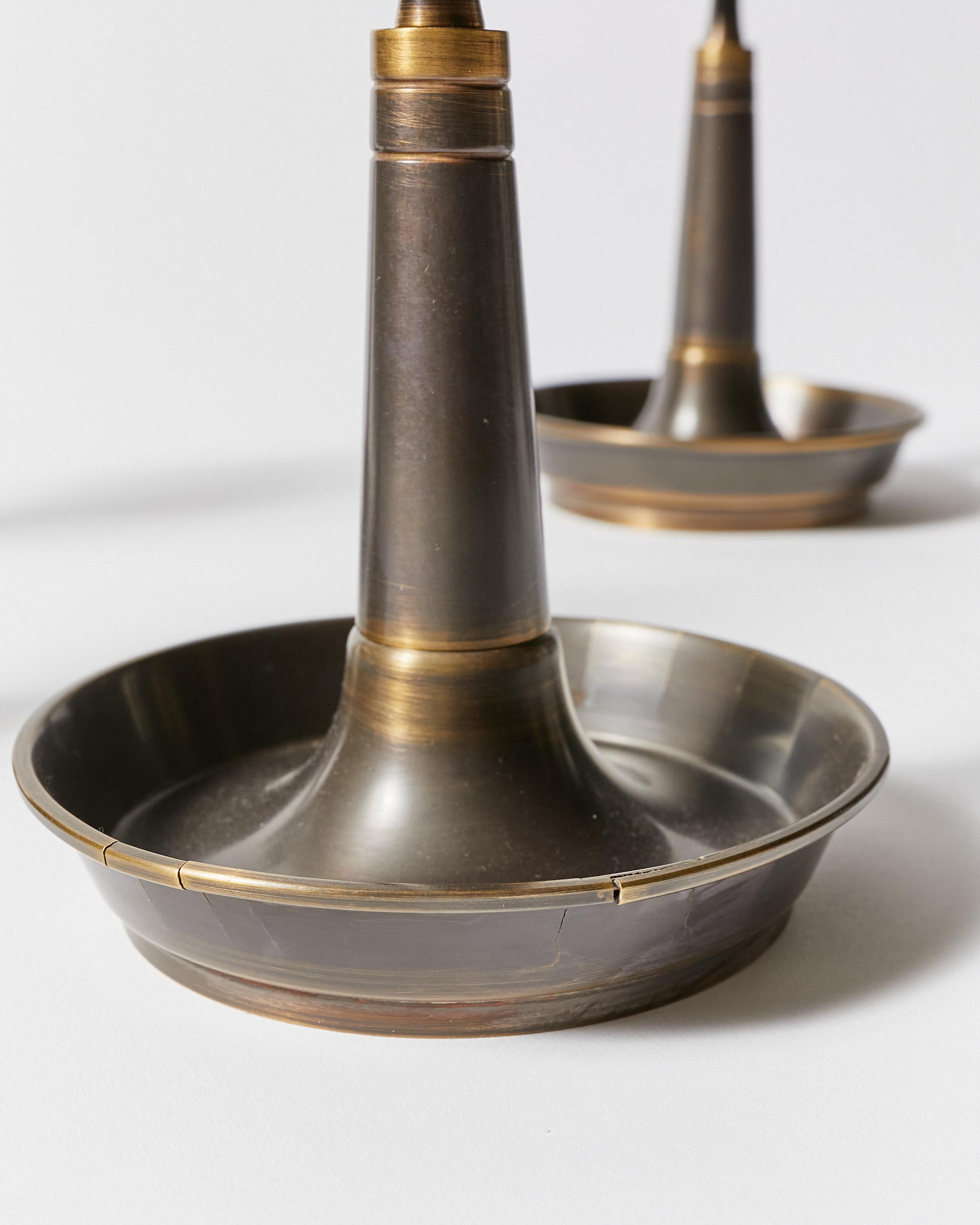 Bronzed Set of Six Candle Holders by Tommi Parzinger for Dorlyn-Silversmiths