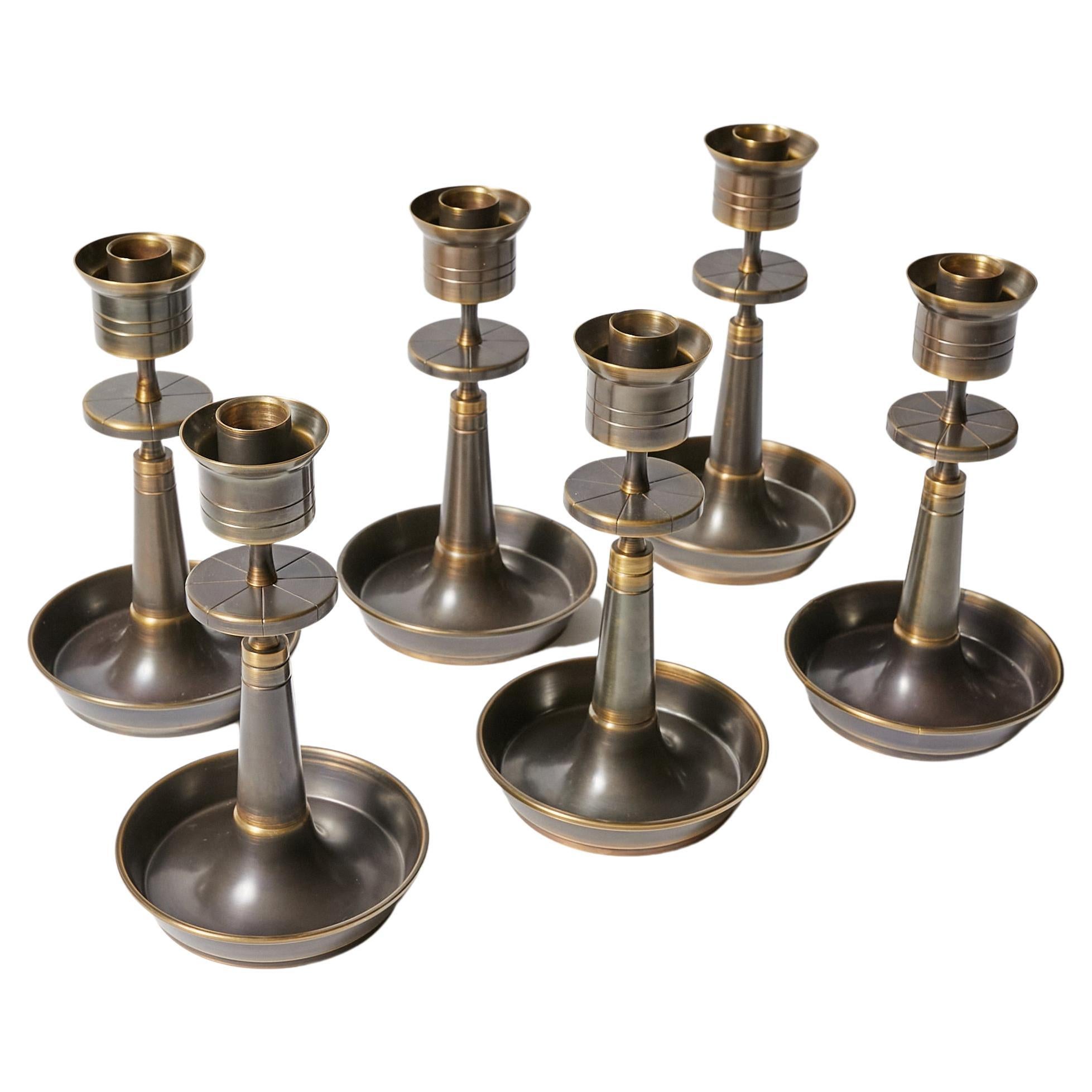 Set of Six Candle Holders by Tommi Parzinger for Dorlyn-Silversmiths