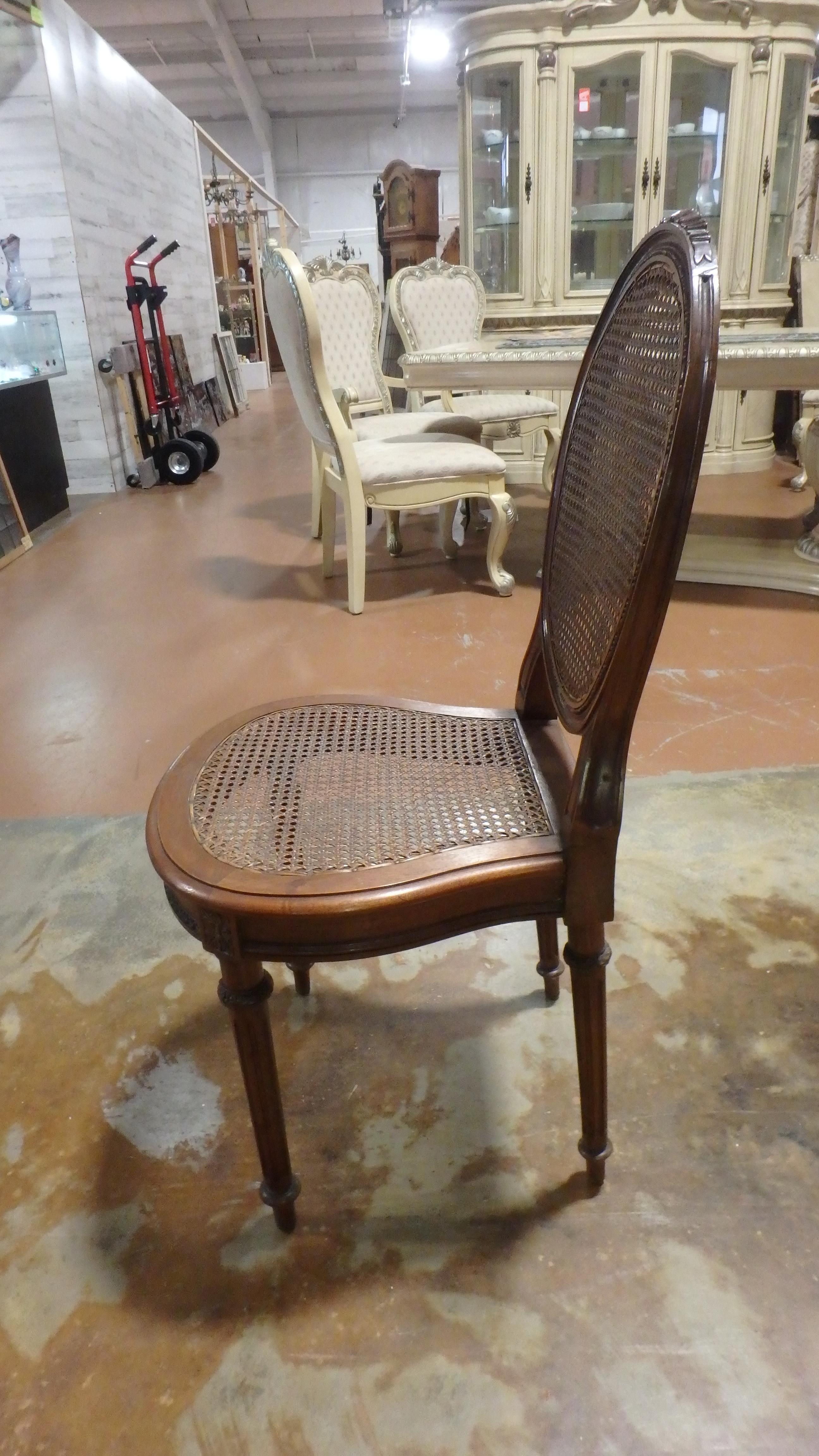 Caning Set of Six Cane Back and Cane Seat French Chairs For Sale