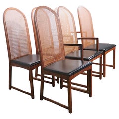 Sechser-Set Esstischstühle mit Rohrrücken von Milo Baughman für Directional um 1970