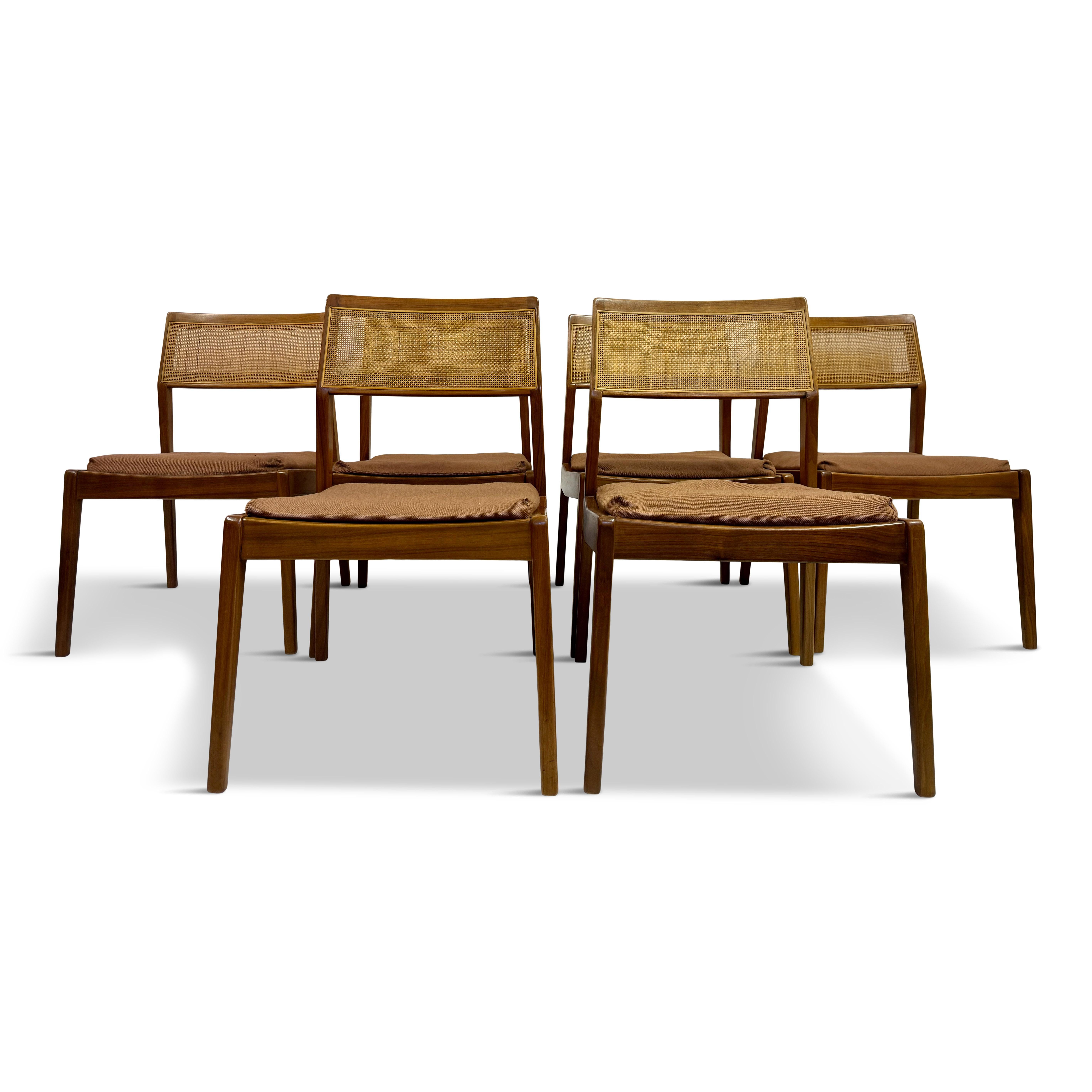 Set of Six Cane Back Playboy Dining Chairs By Jens Risom For Sale 12