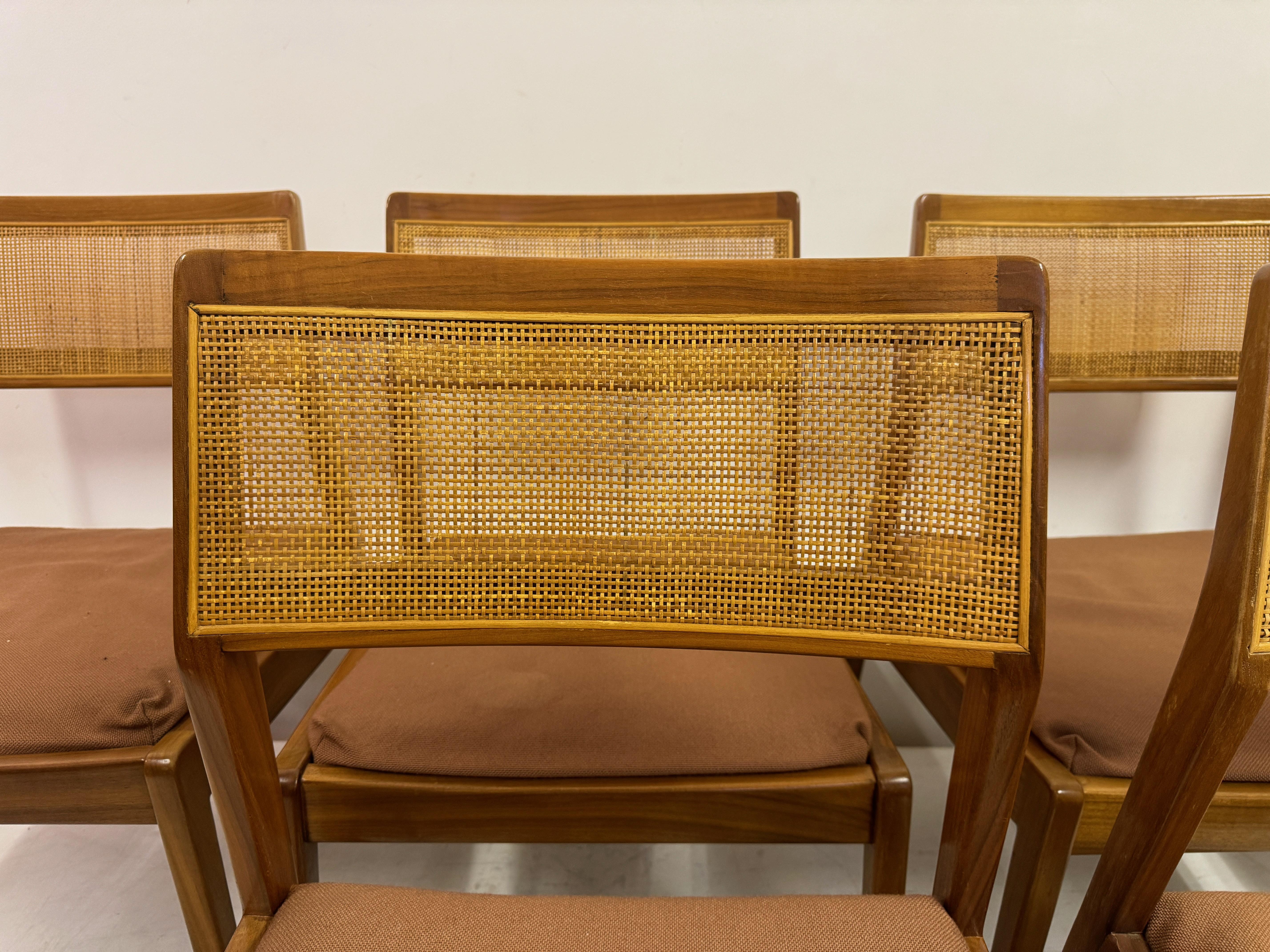 American Set of Six Cane Back Playboy Dining Chairs By Jens Risom For Sale