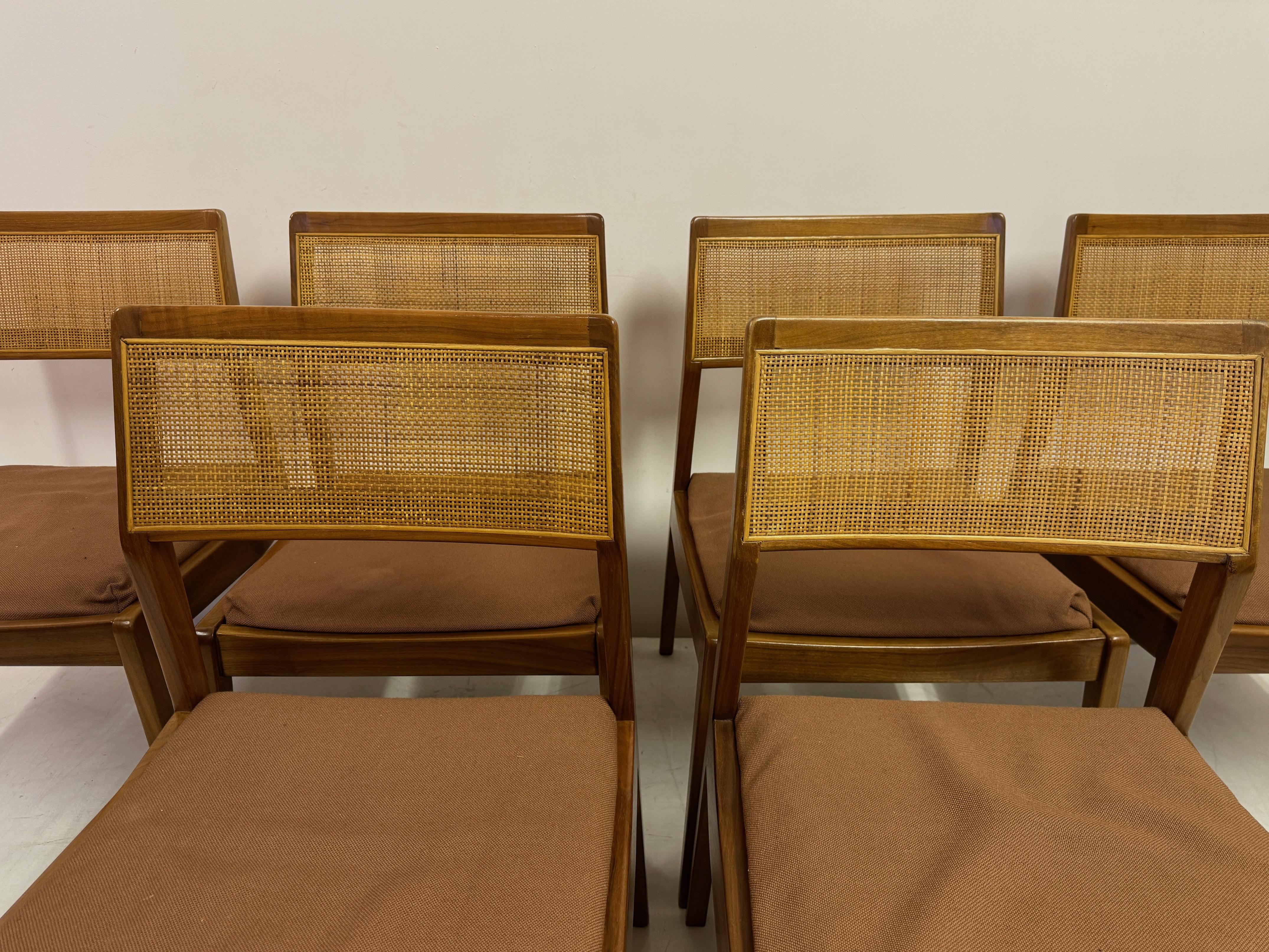 20th Century Set of Six Cane Back Playboy Dining Chairs By Jens Risom