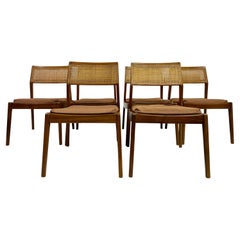 Used Set of Six Cane Back Playboy Dining Chairs By Jens Risom