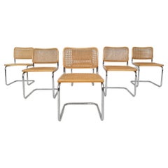 Set of six cane dining chair with tubular frame, Italy 1970's